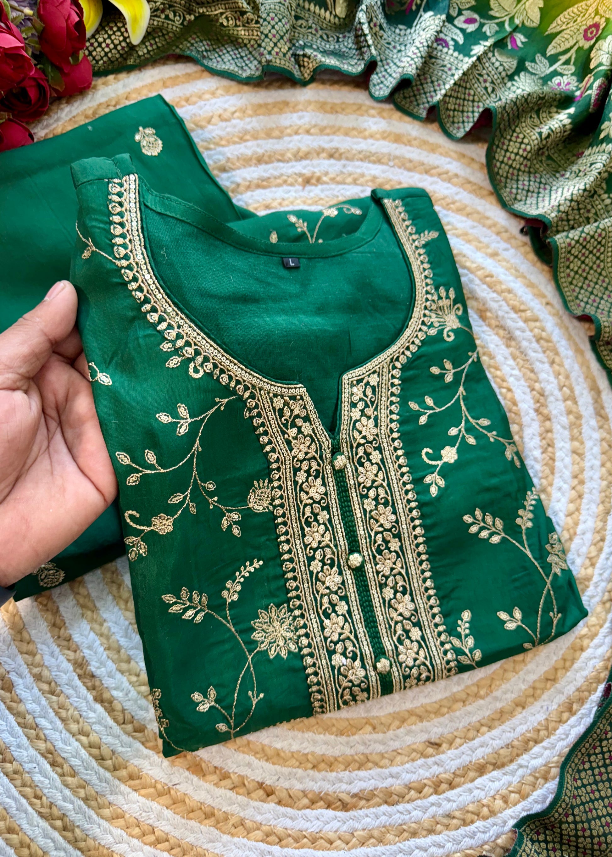 “AYAT” Festive wear Jacquard silk kurta palazzo set
