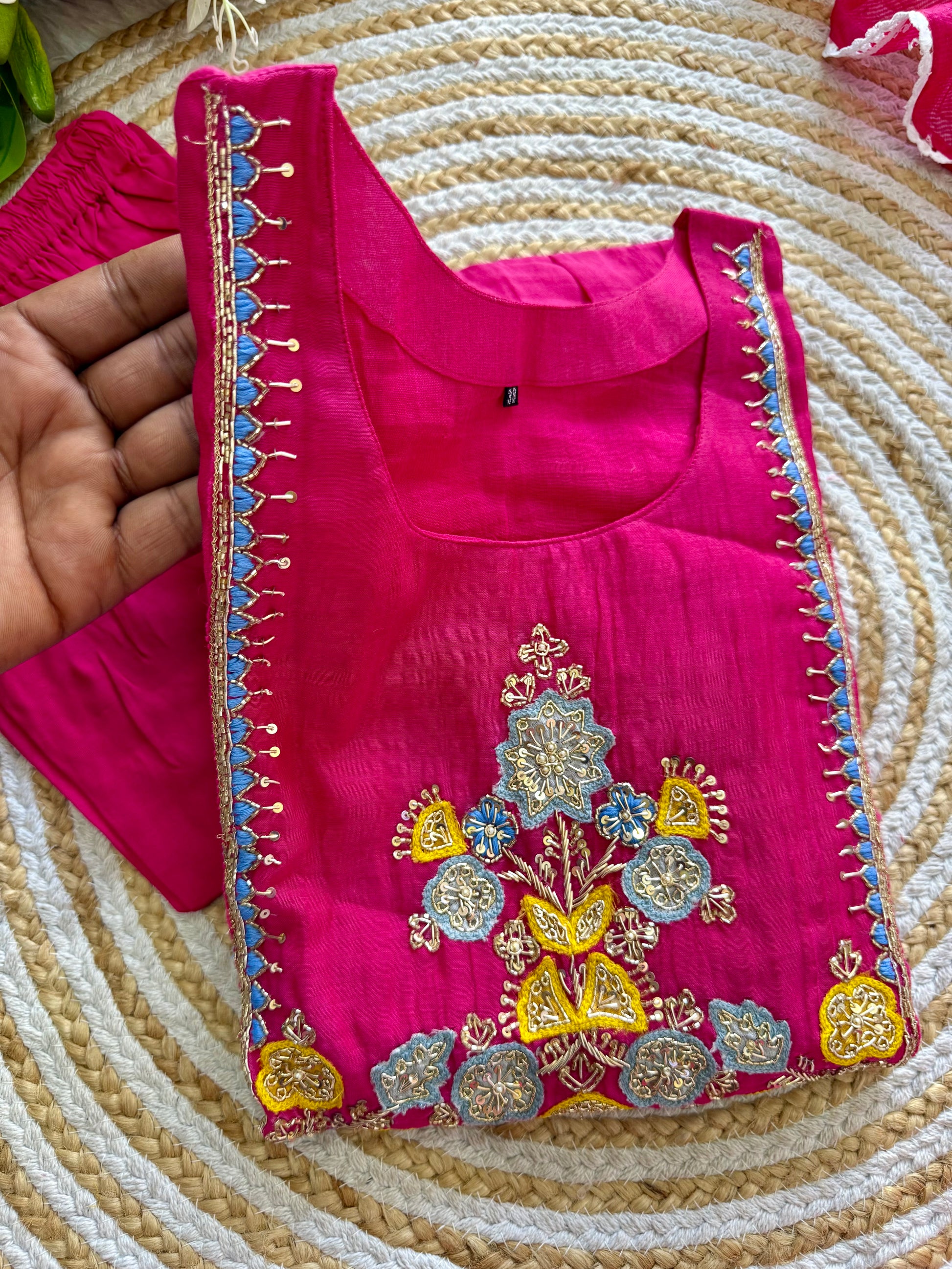 “AADHYA” Premium Mul Chanderi anarkali suit set
