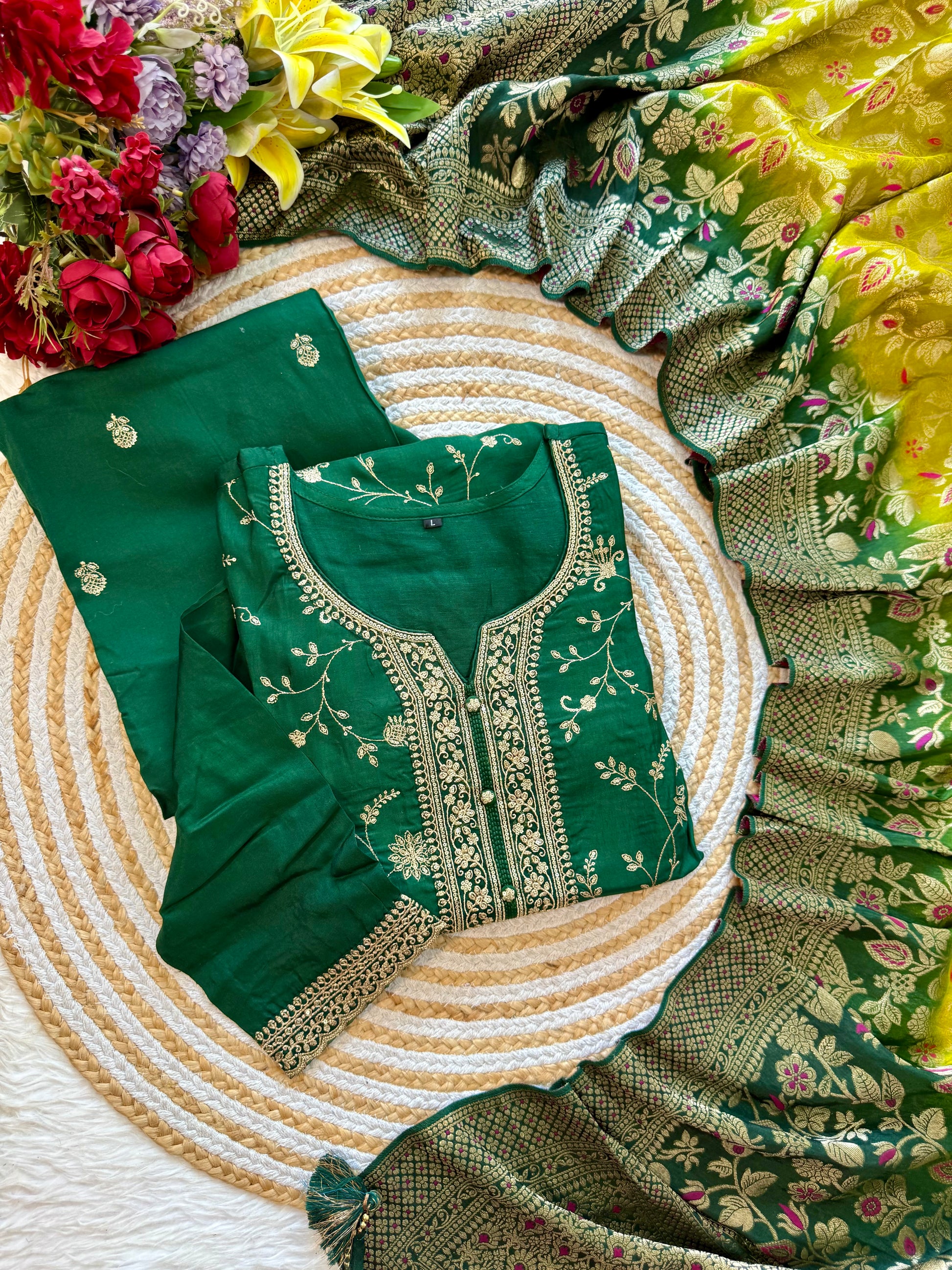 “AYAT” Festive wear Jacquard silk kurta palazzo set