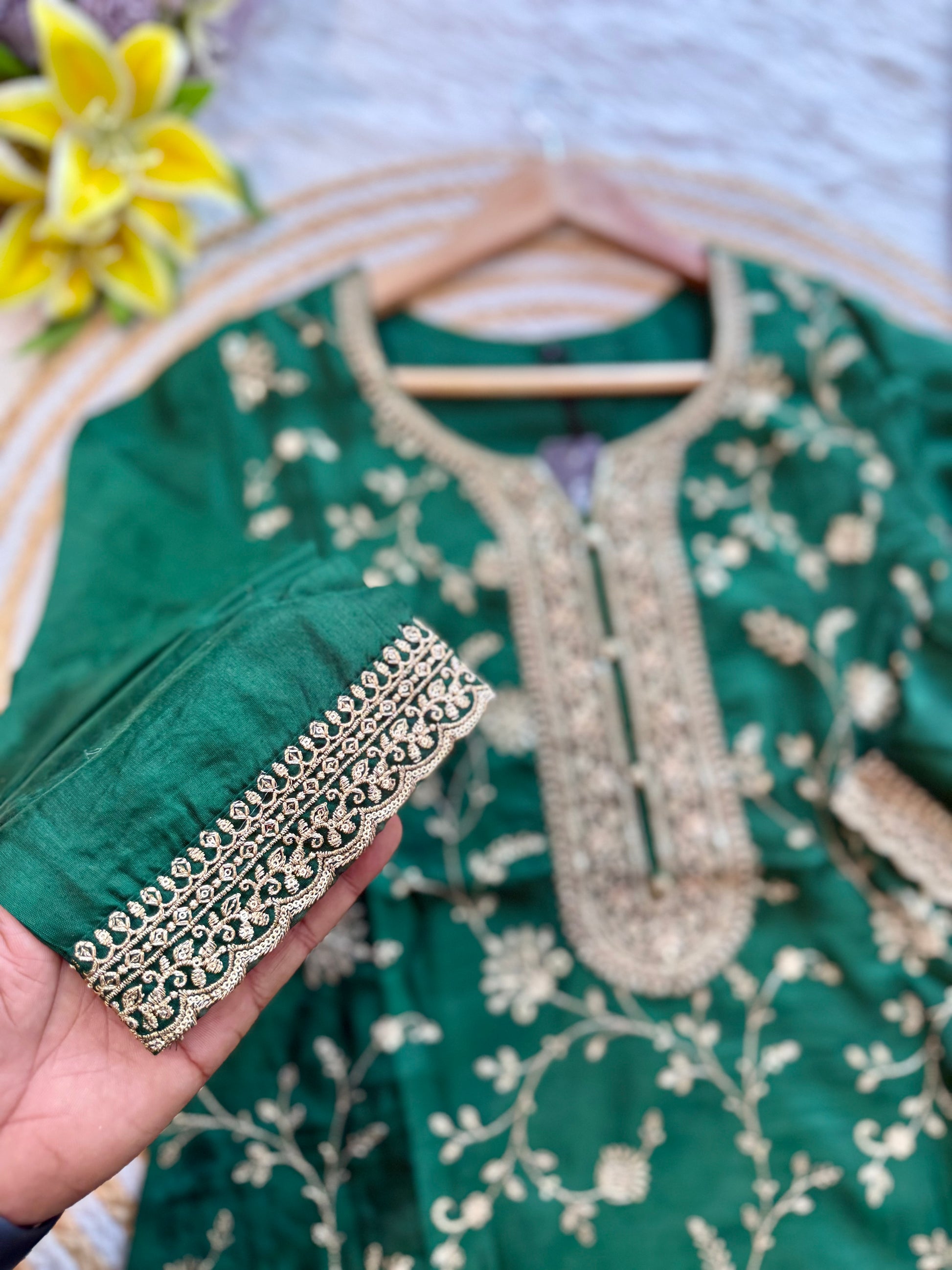 “AYAT” Festive wear Jacquard silk kurta palazzo set