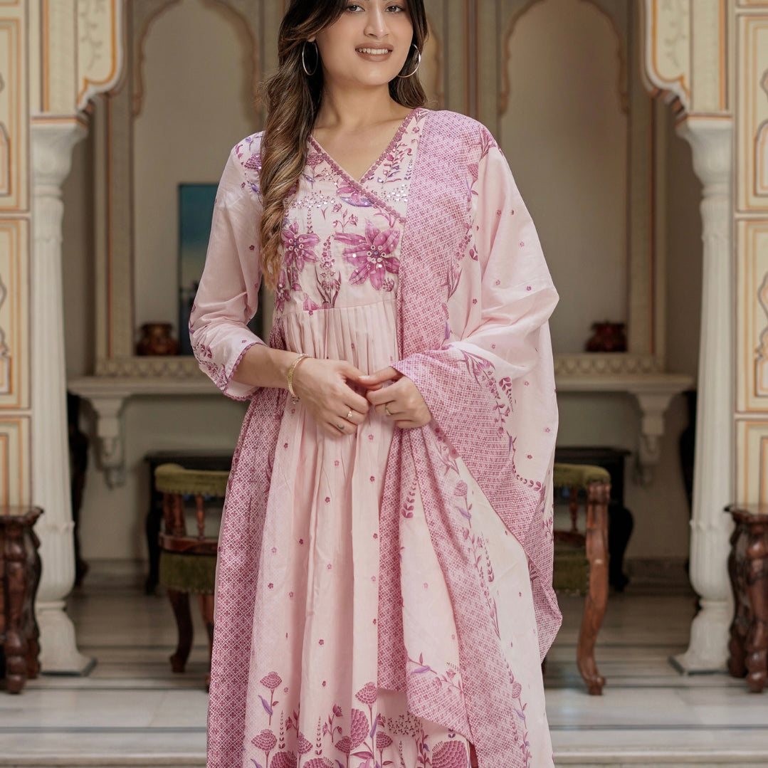 “Royal” Royal Blush mul cotton Anarkali Set