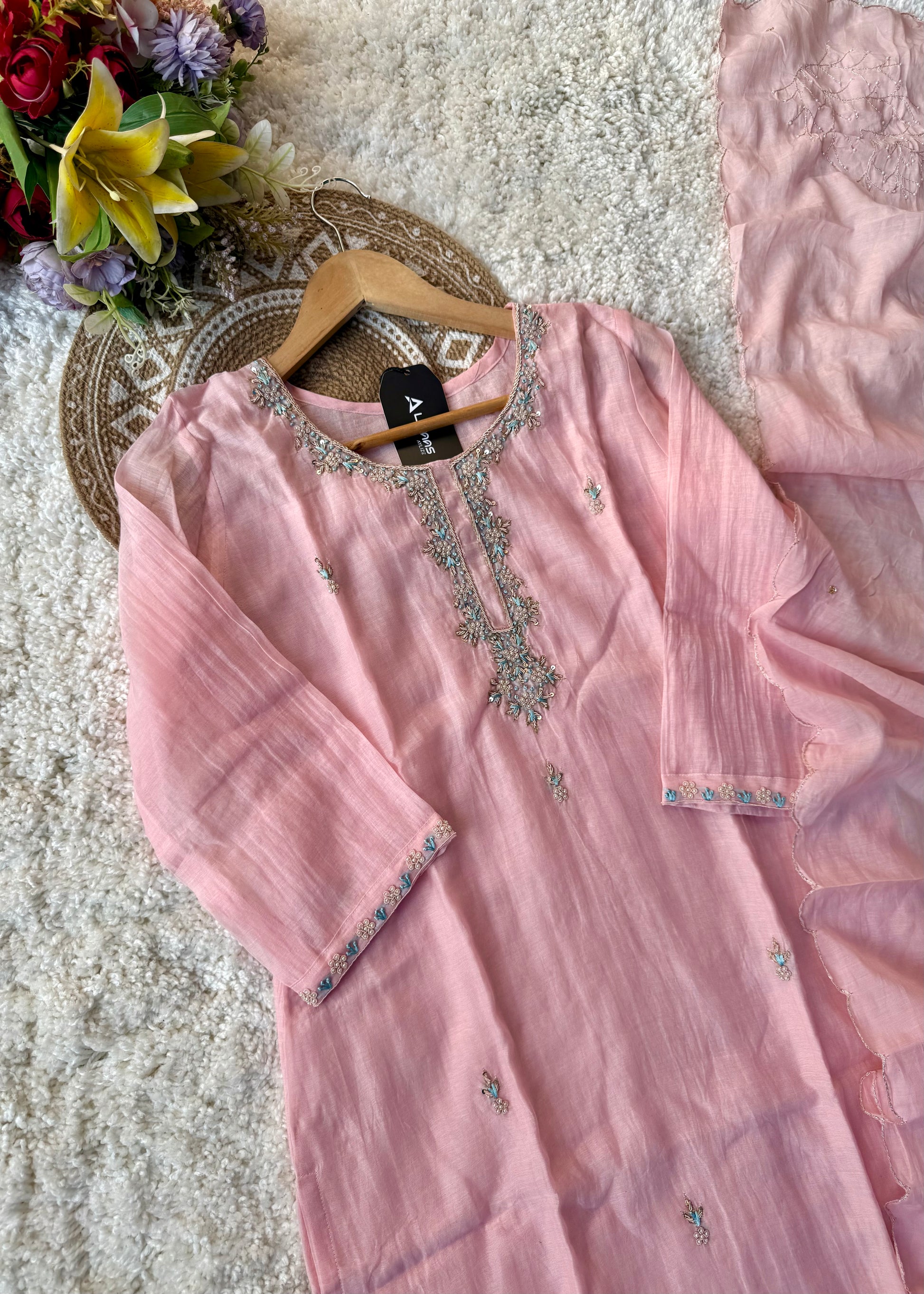 ✨ “Aarini – Soft Mul Chanderi Straight Kurta Set