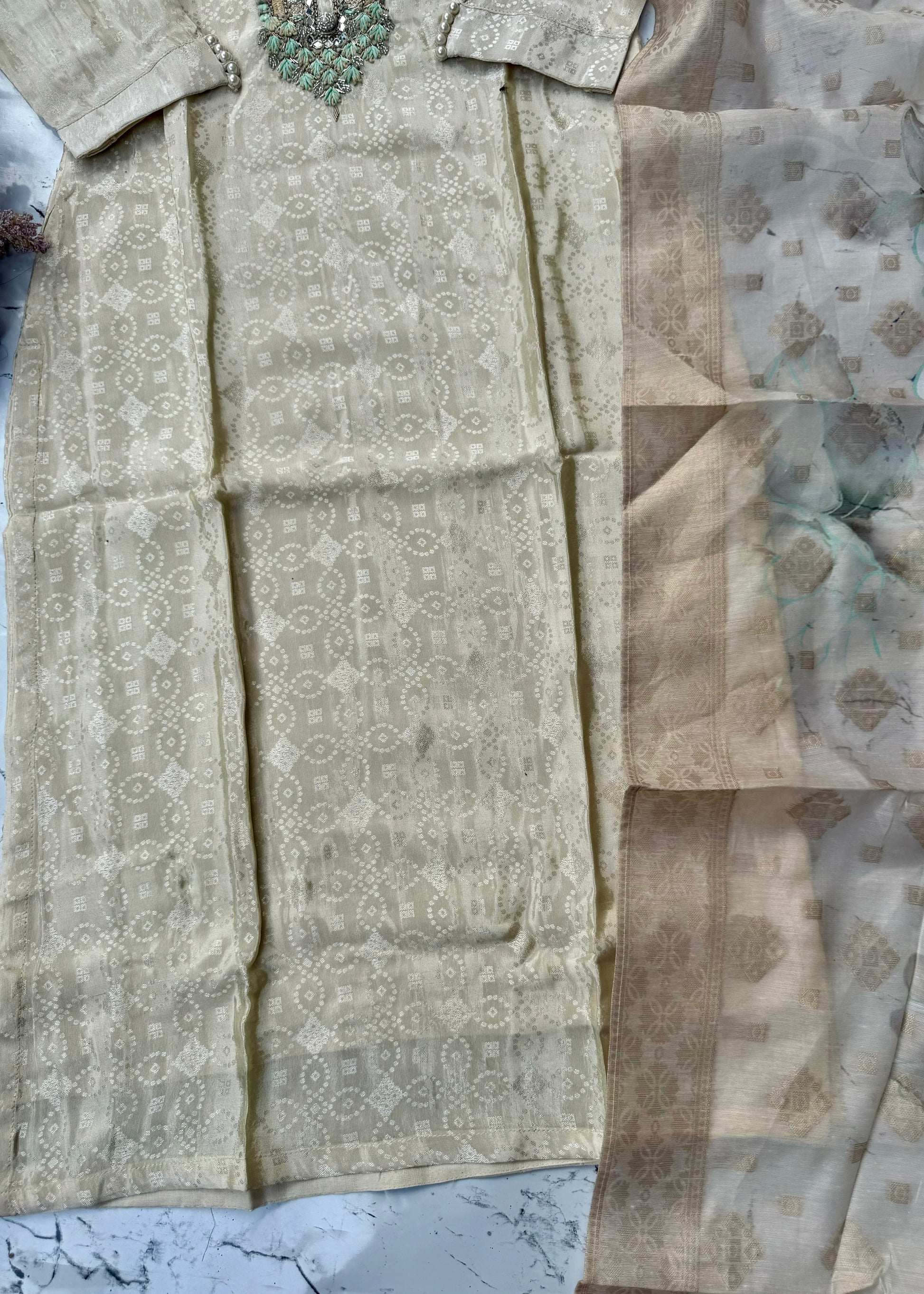 "MEGHNA" Party wear Tissue silk kurta palazzo set 🤍