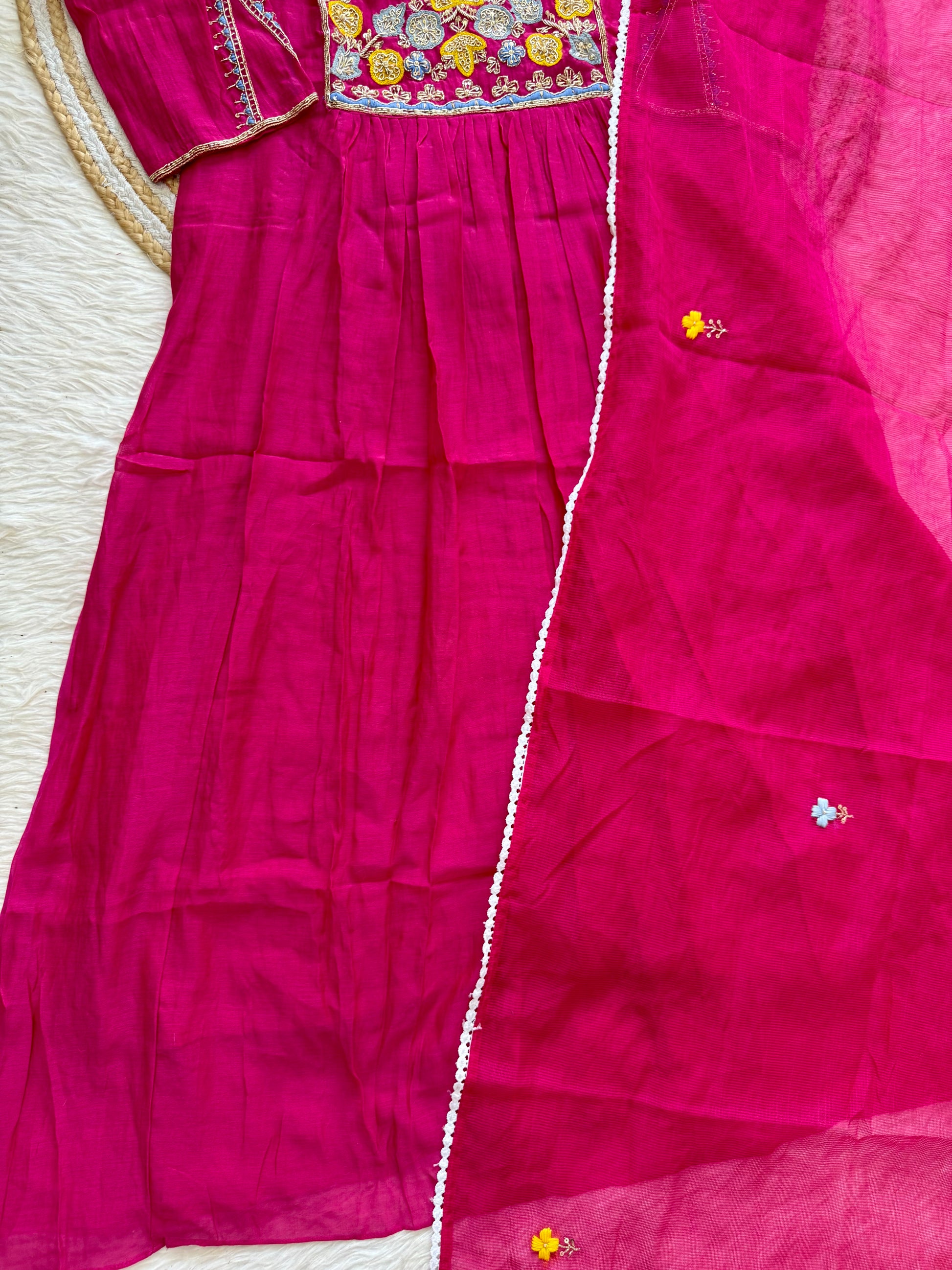 “AADHYA” Premium Mul Chanderi anarkali suit set