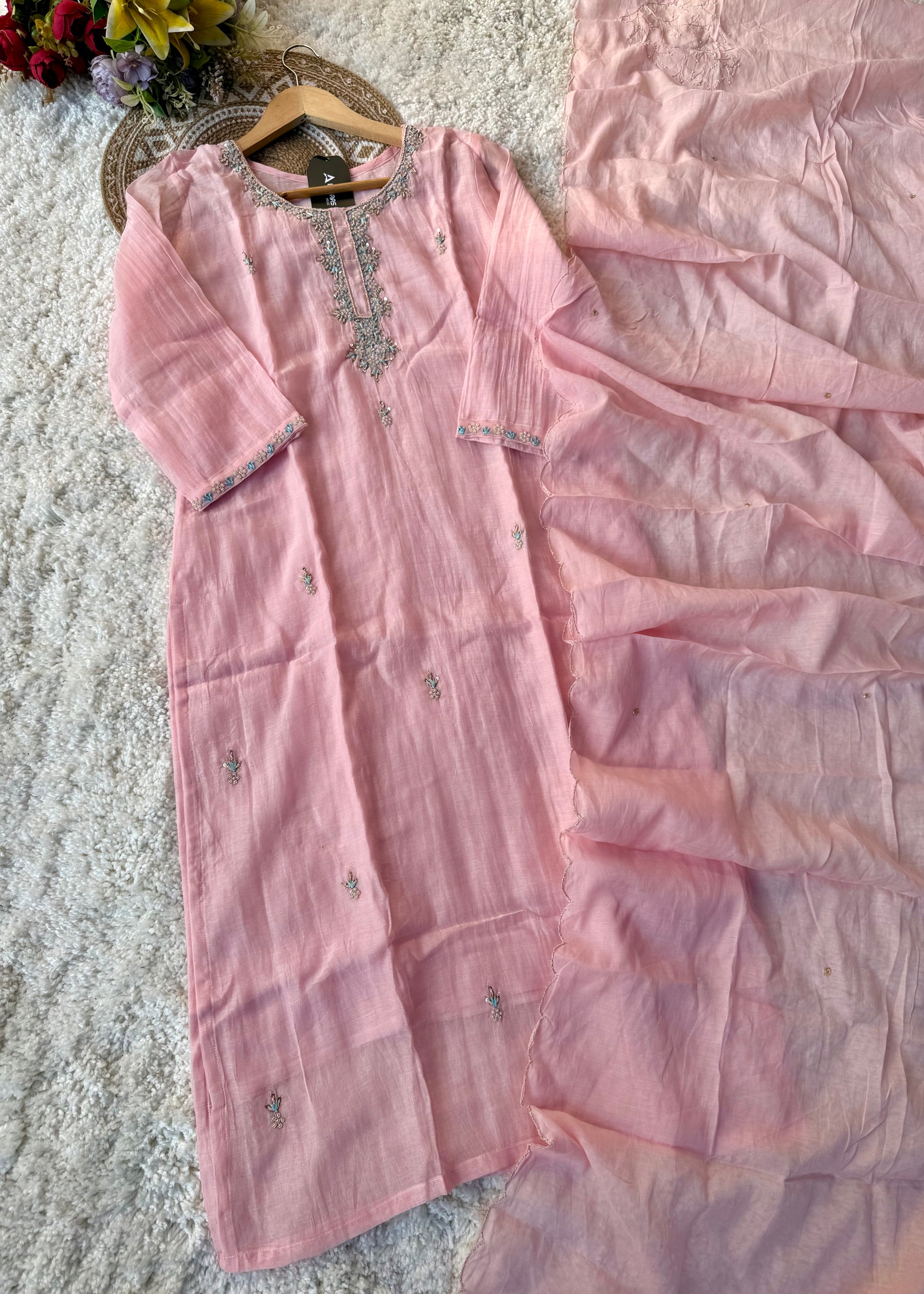 ✨ “Aarini – Soft Mul Chanderi Straight Kurta Set