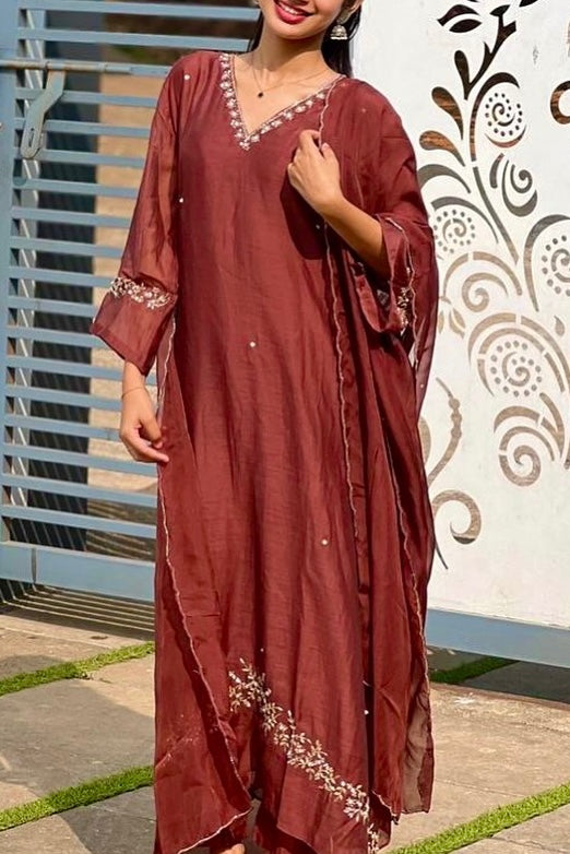 ✨”Parwaz – Premium Mul Chanderi A-Line Kurta Set