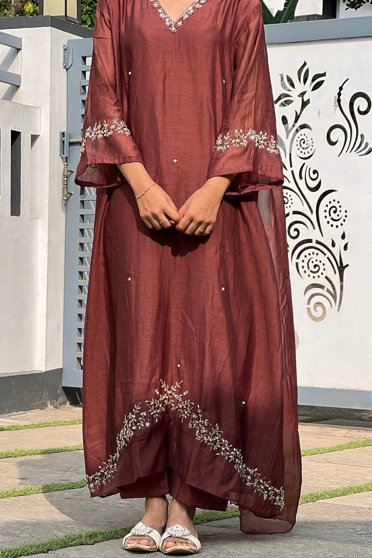 ✨”Parwaz – Premium Mul Chanderi A-Line Kurta Set