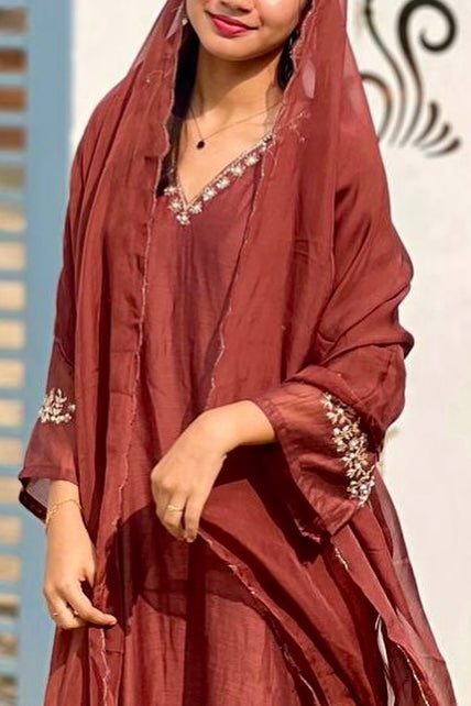 ✨”Parwaz – Premium Mul Chanderi A-Line Kurta Set