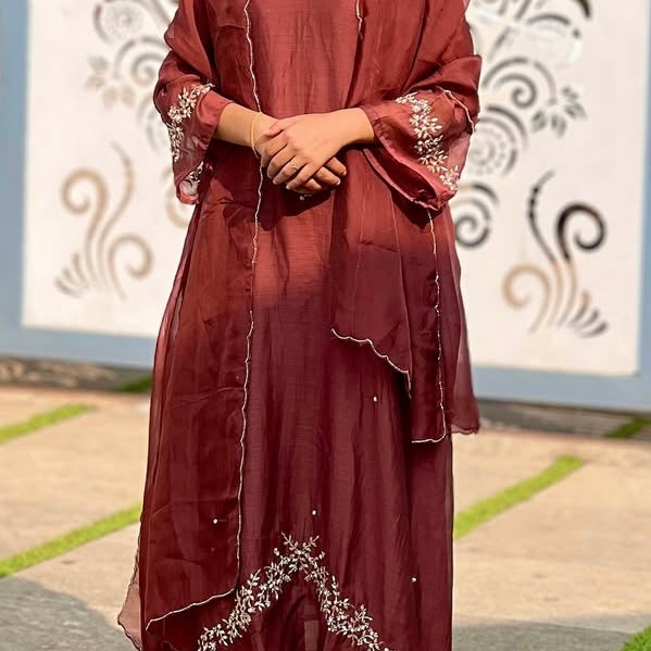 ✨”Parwaz – Premium Mul Chanderi A-Line Kurta Set