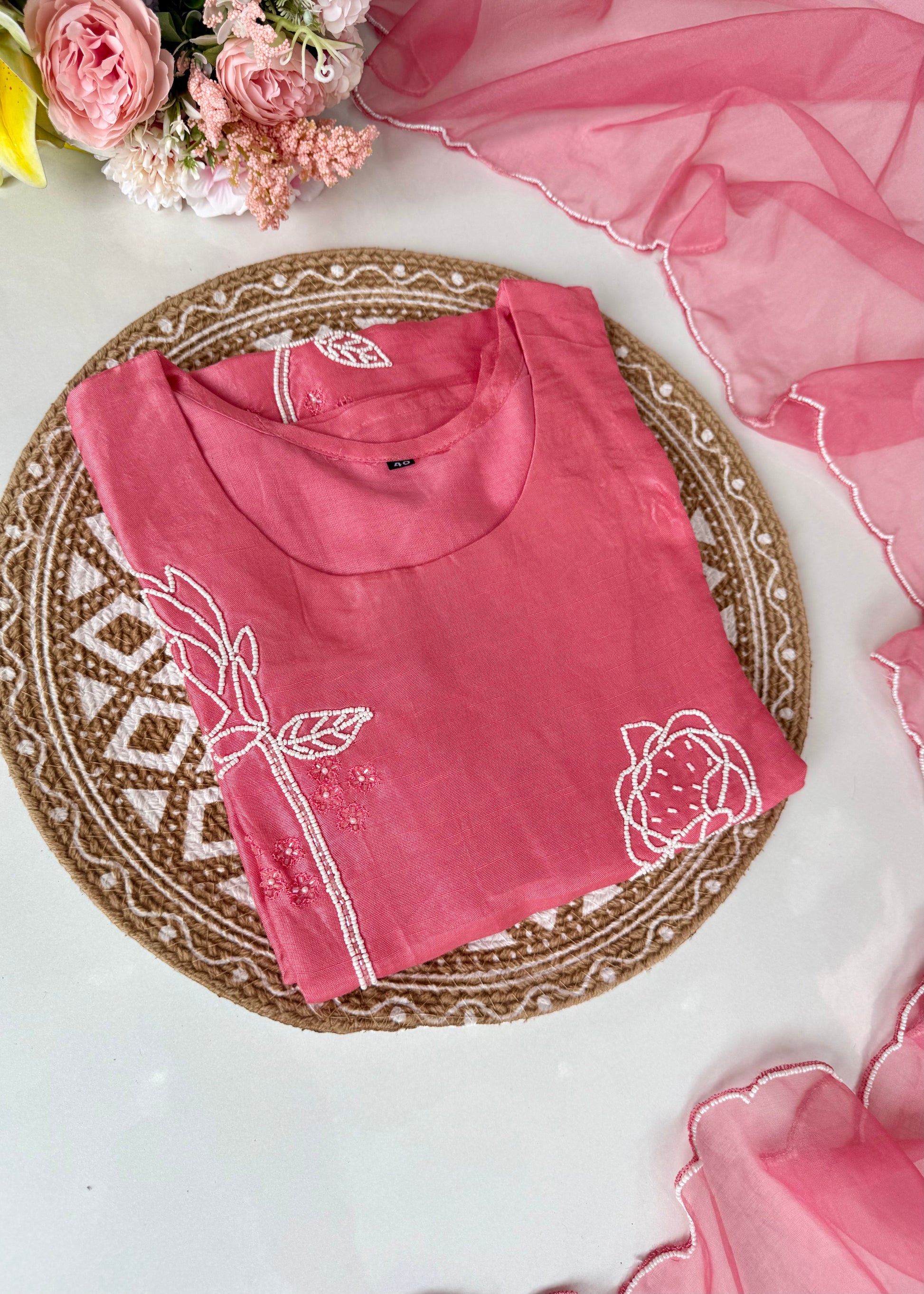 “Sarah” Premium Dola silk heavy handwork kurta set 🛍️