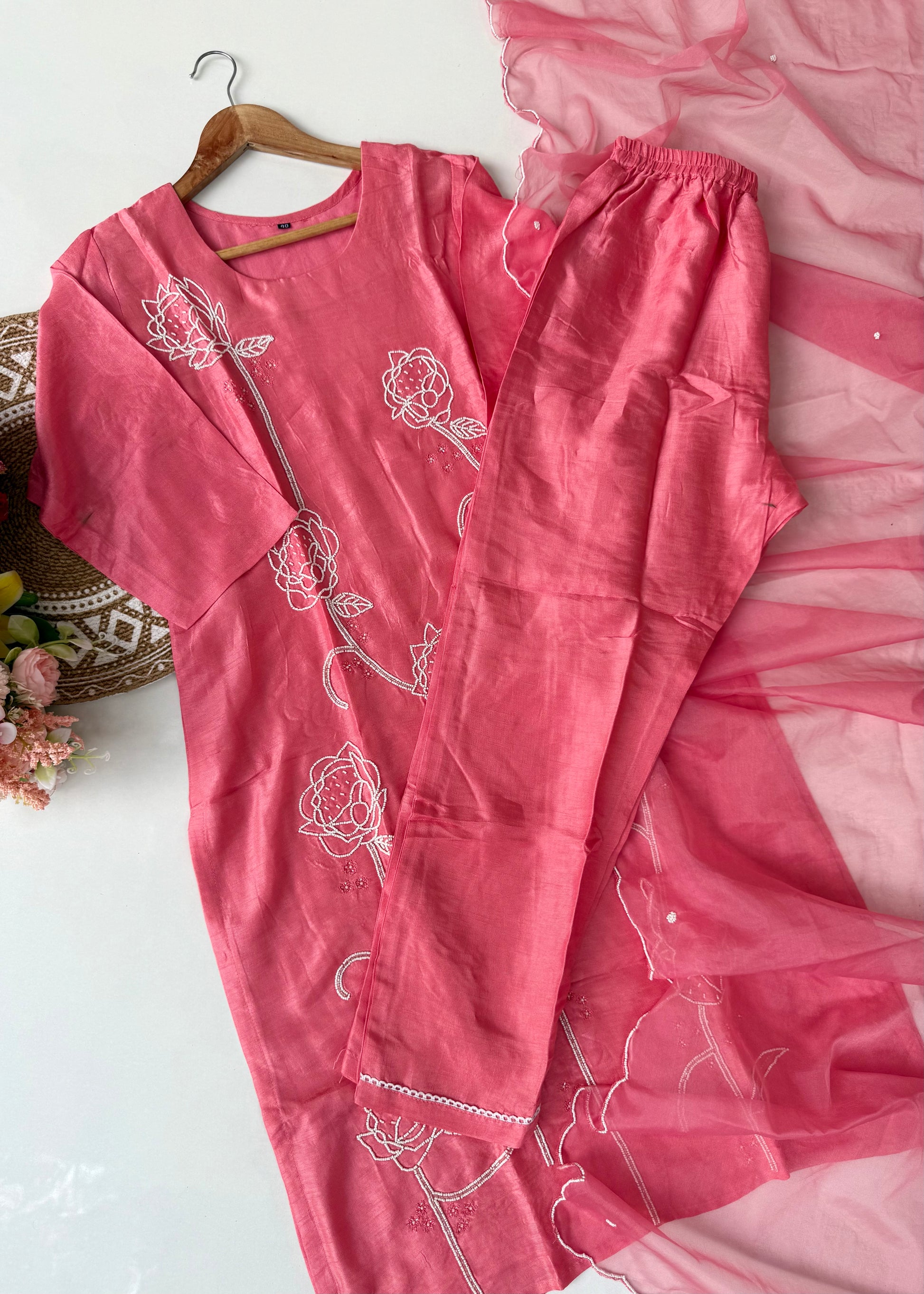 “Sarah” Premium Dola silk heavy handwork kurta set 🛍️