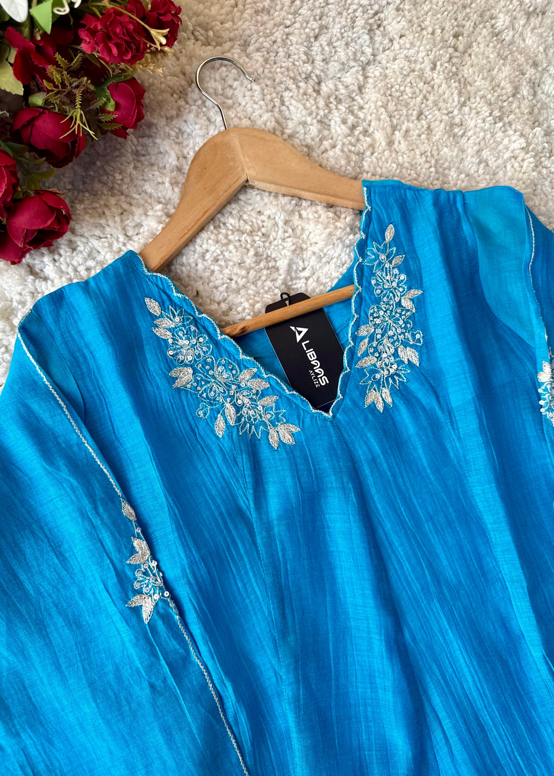 ✨ “Azure – Blue Elegance Mul Chanderi A-Line Suit