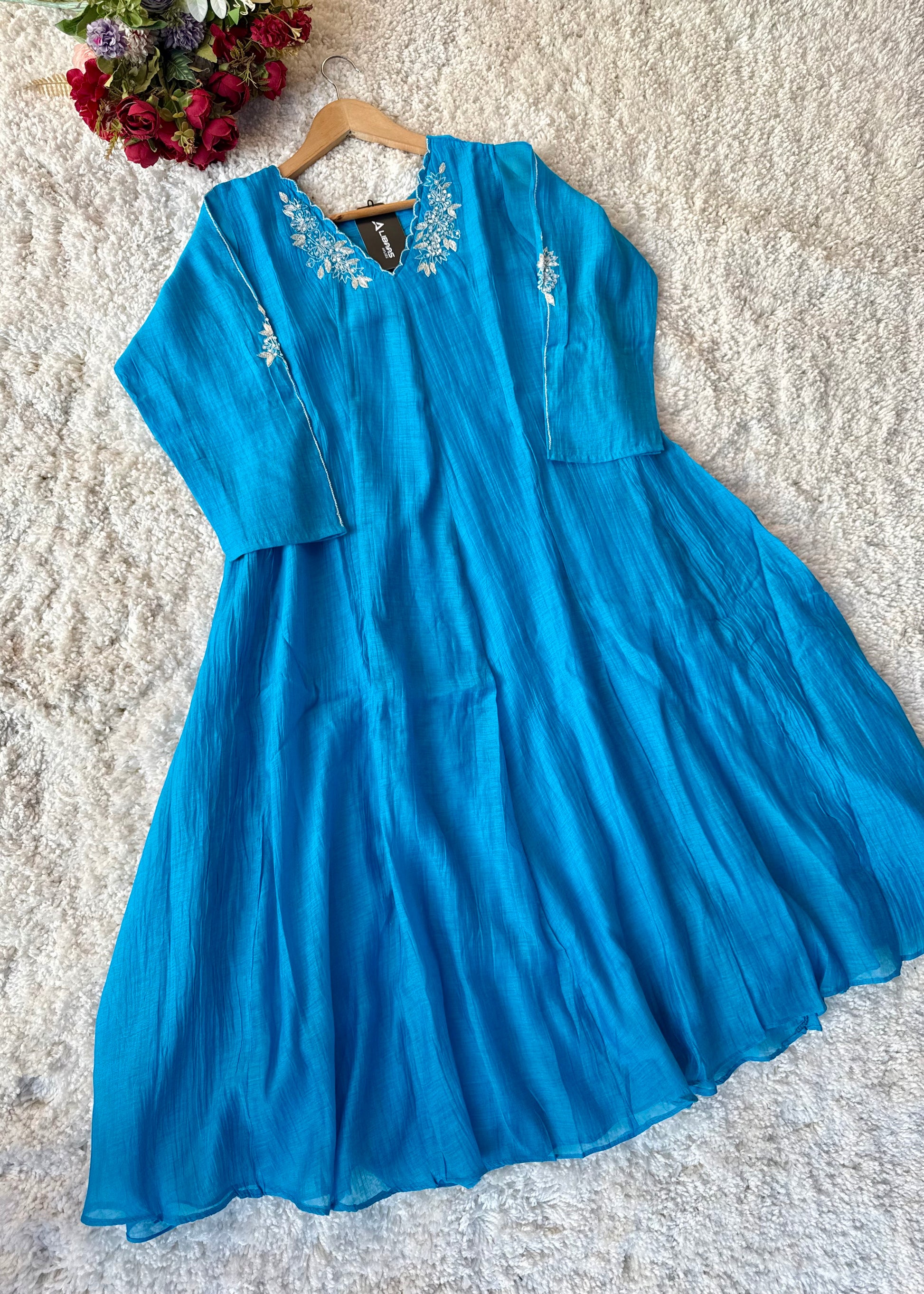 ✨ “Azure – Blue Elegance Mul Chanderi A-Line Suit