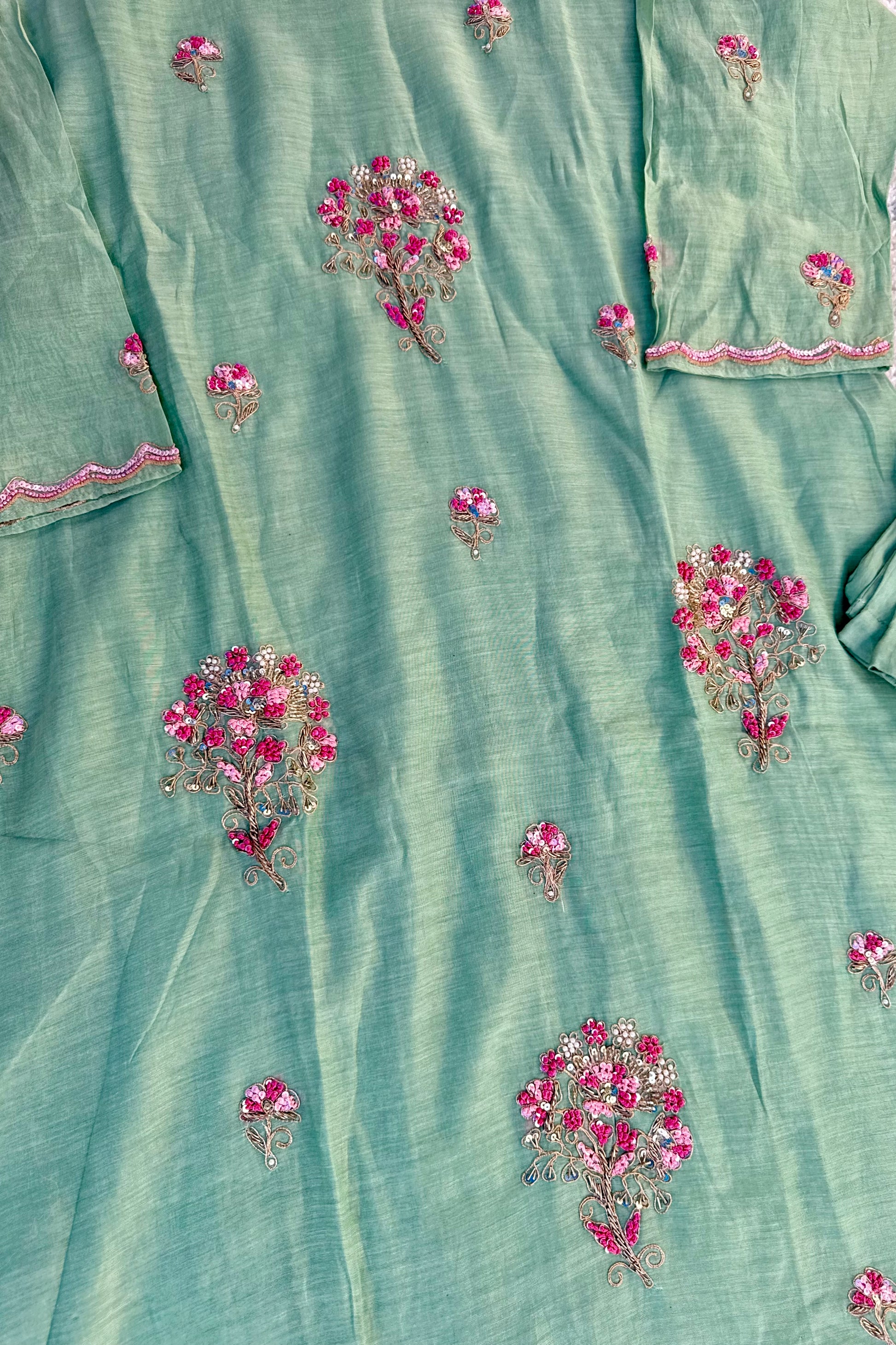 ✨Grace – Elegance Heavy Handwok Mul Chanderi A Line Suit