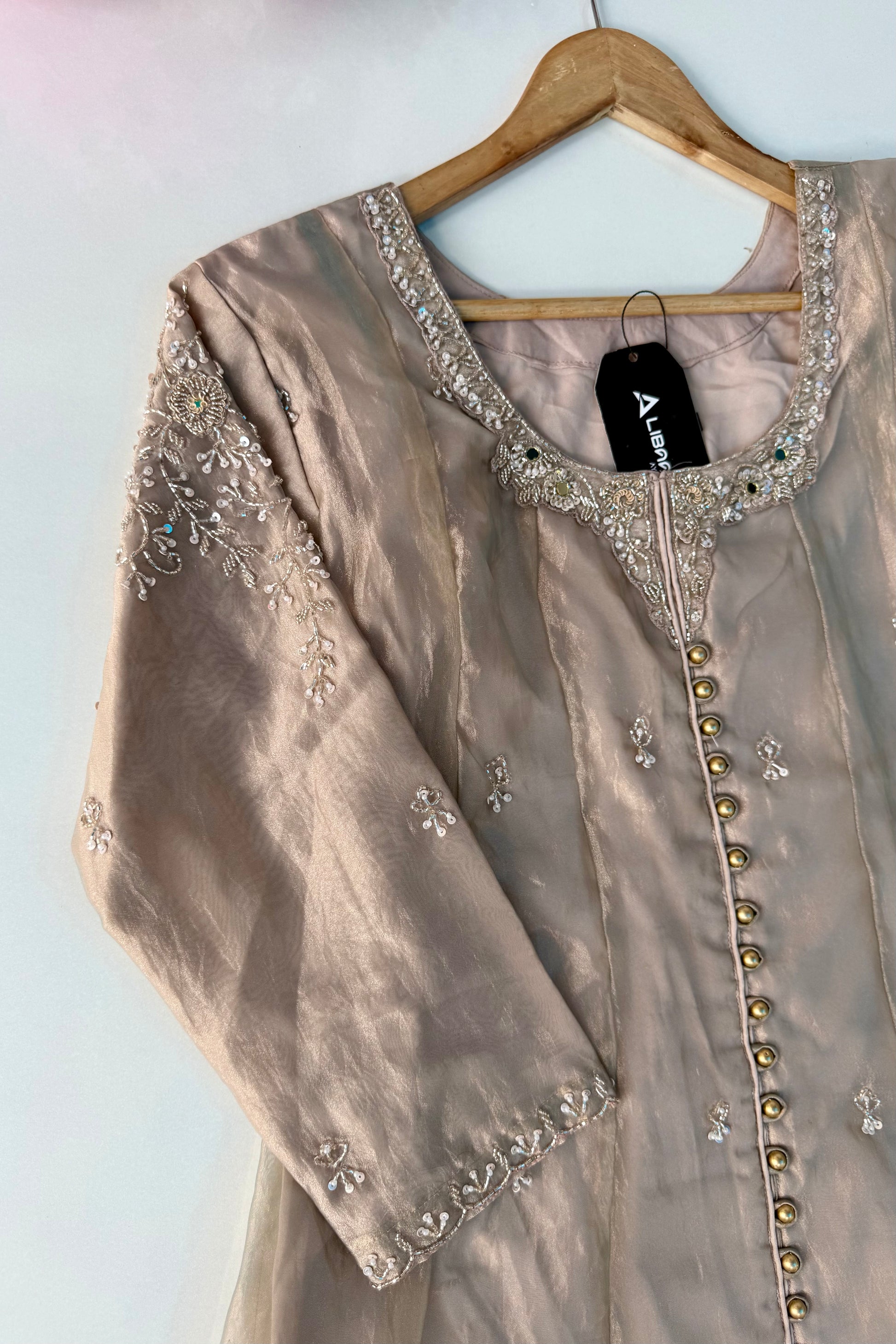 ✨Aiyana- Eid Special Crushed Tissue Heavy Handwork Anarkali Suit