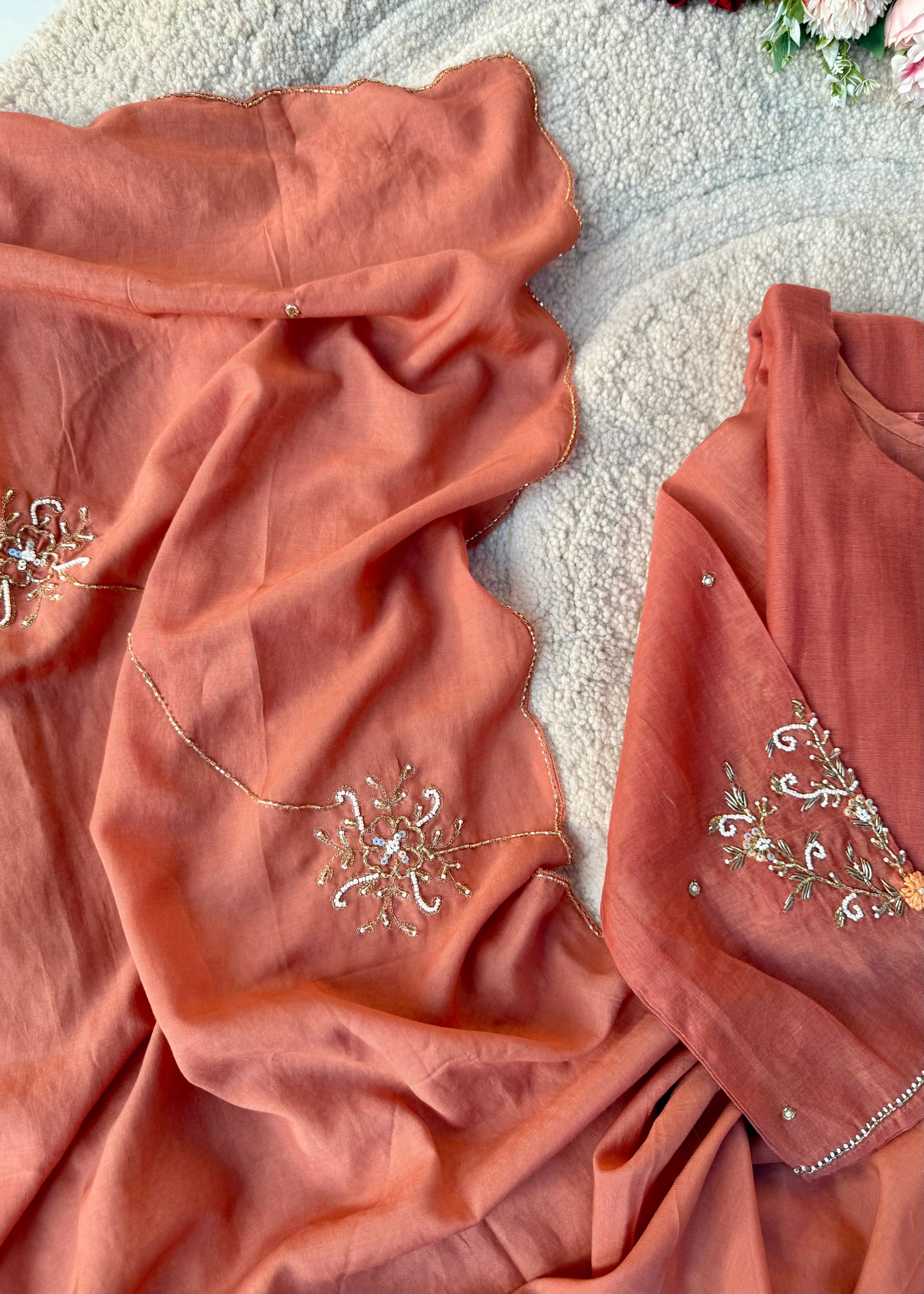 “Iqrah” premium Mul-Chanderi Party wear A Line suit set