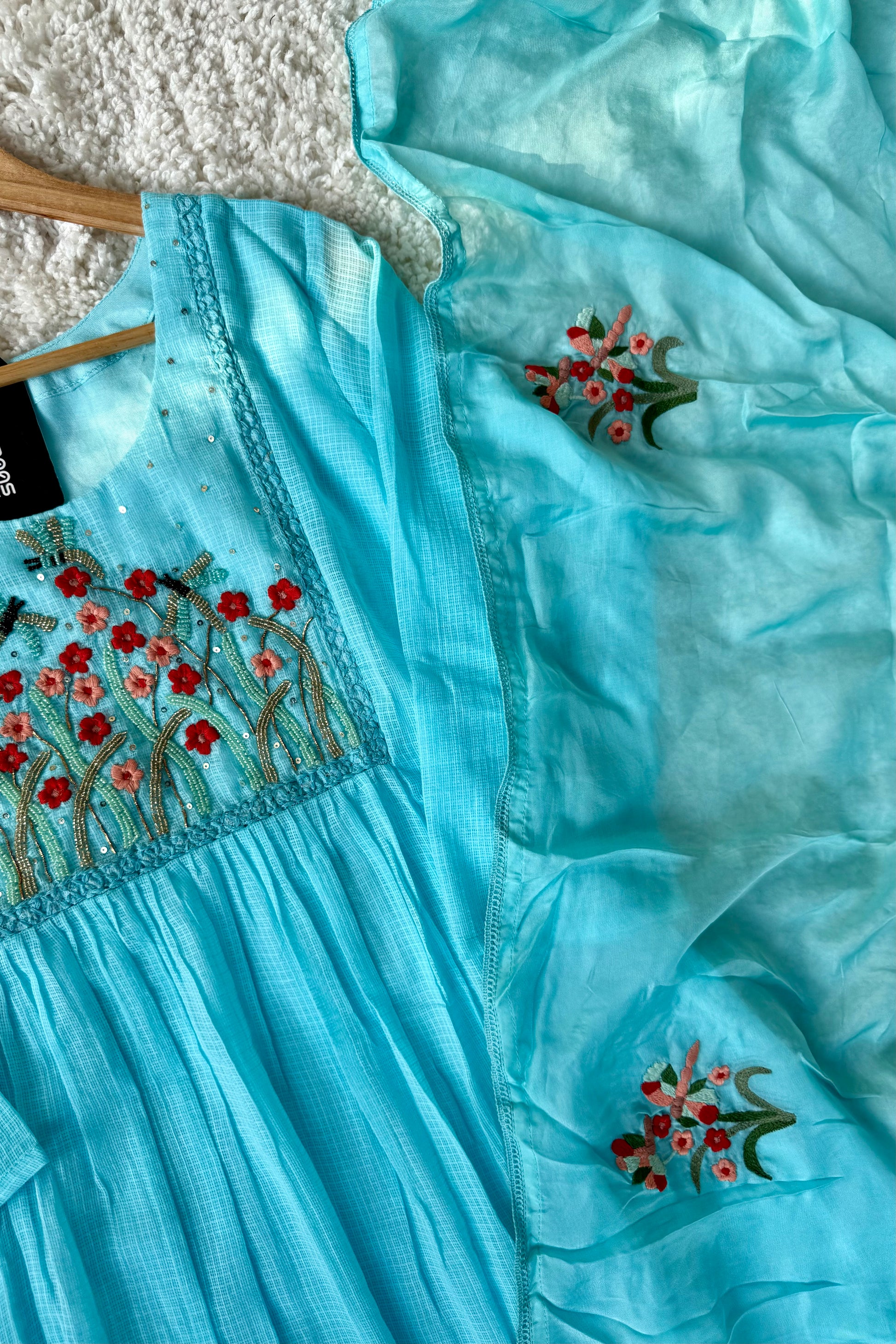 “Doria” Premium Kota Embroidered Anarkali Kurta Set