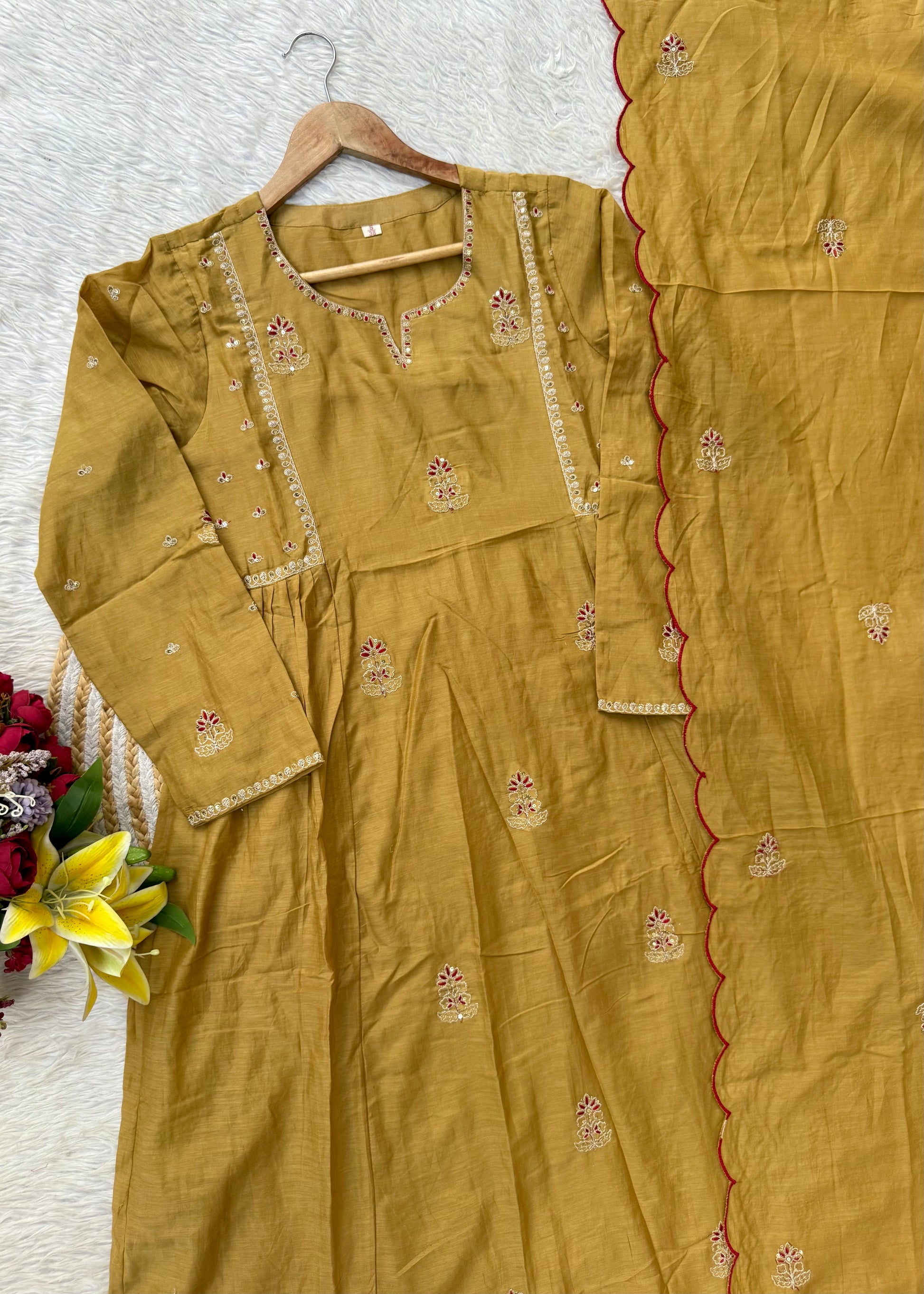 “FARA” Beautiful premium Mul Chanderi anarkali kurta set