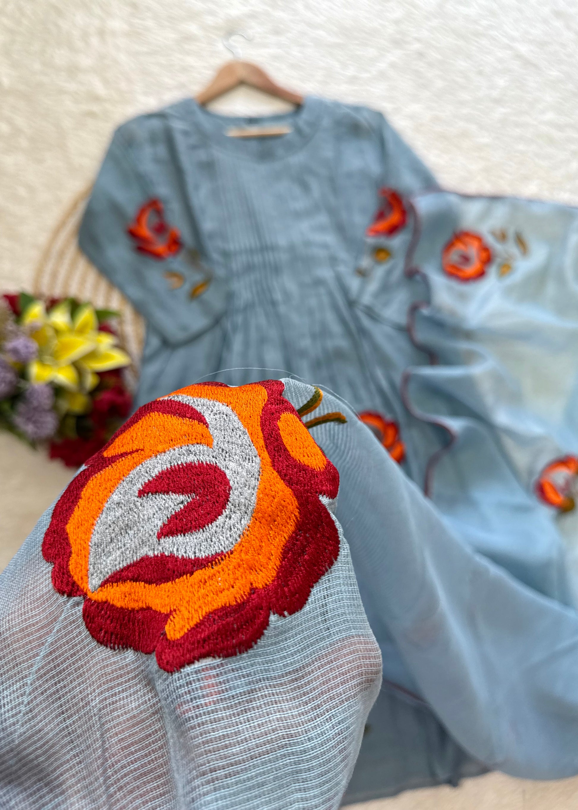 “MAHA” Beautiful Mul Chanderi anarkali kurti set
