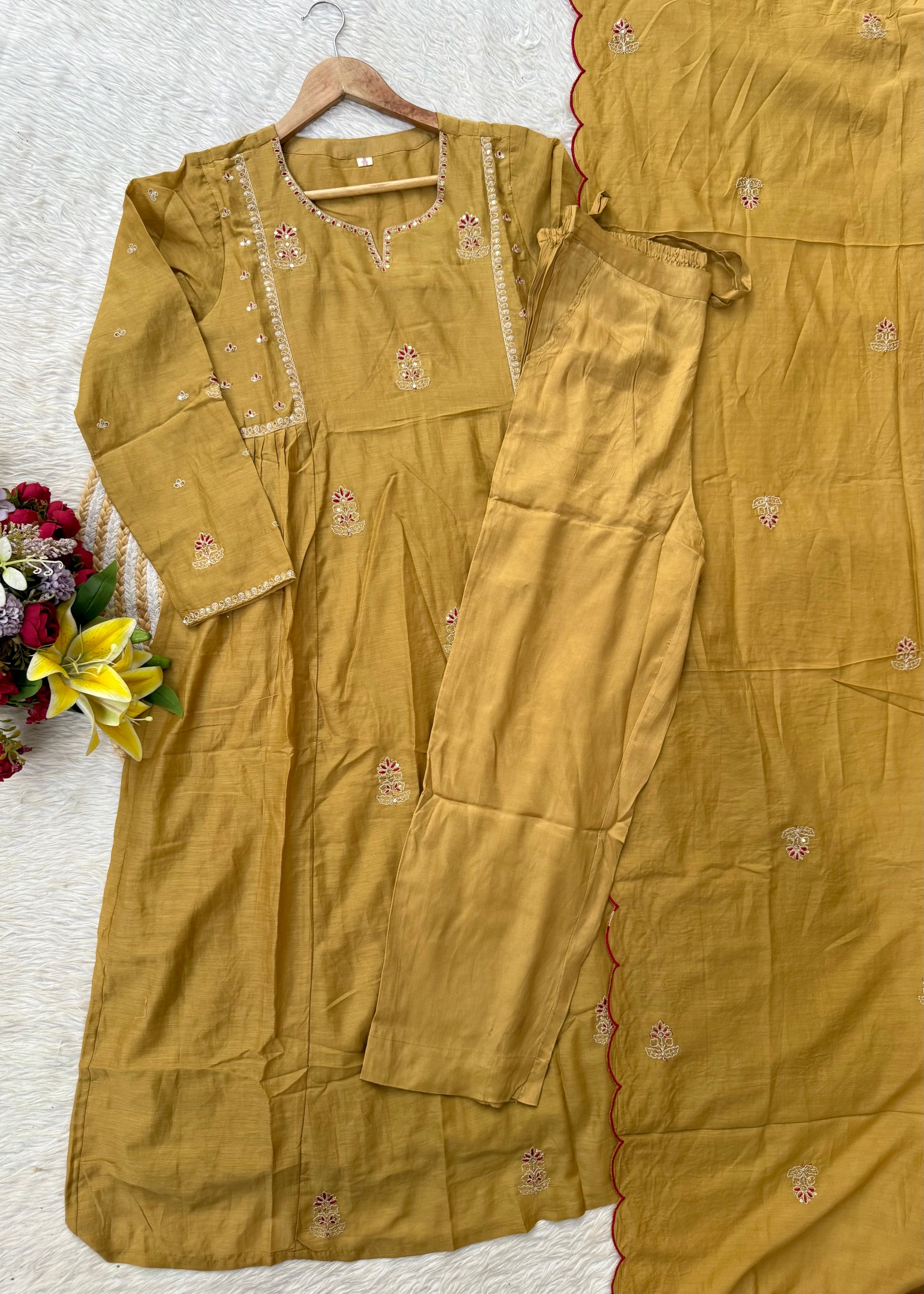 “FARA” Beautiful premium Mul Chanderi anarkali kurta set