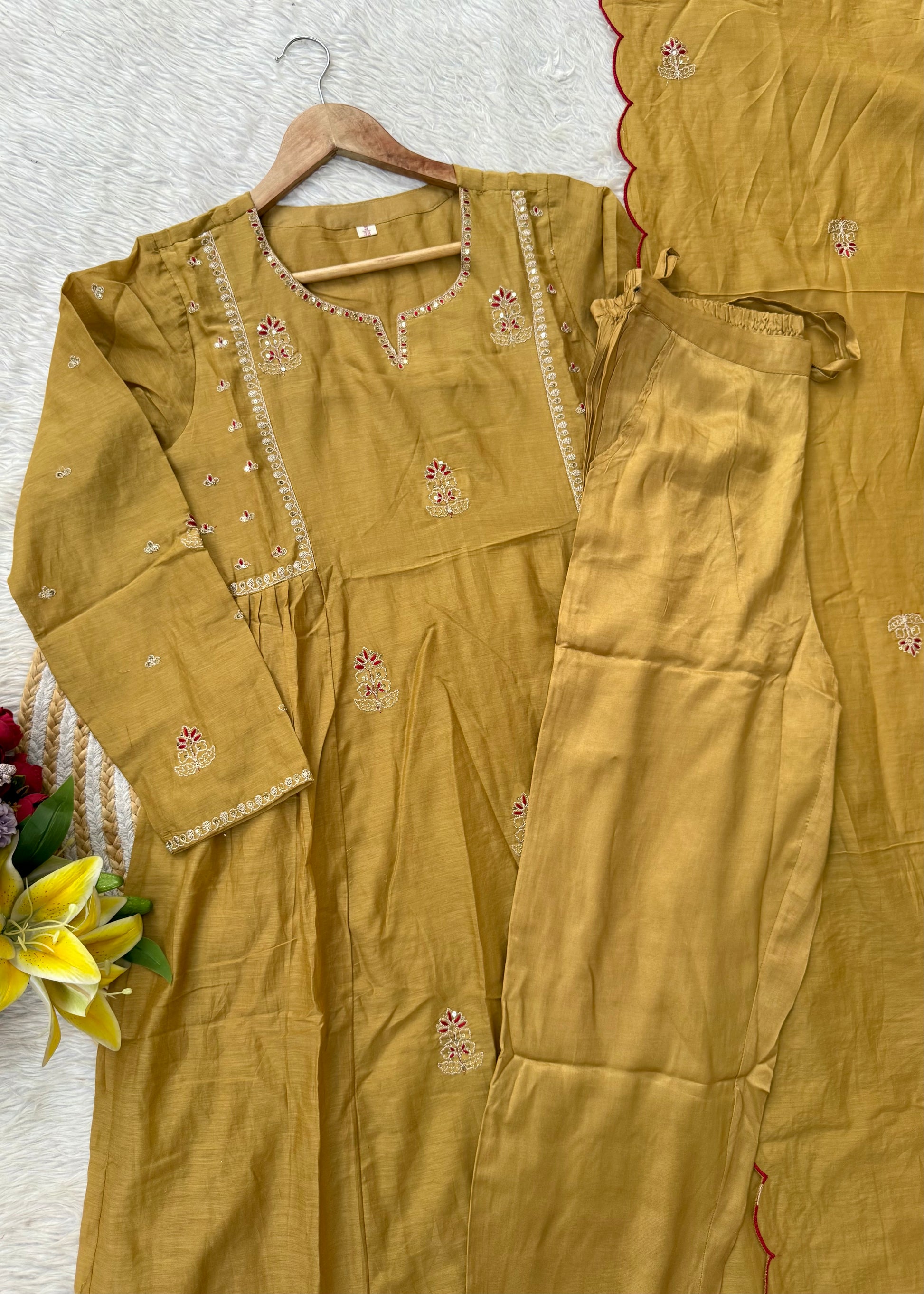 “FARA” Beautiful premium Mul Chanderi anarkali kurta set