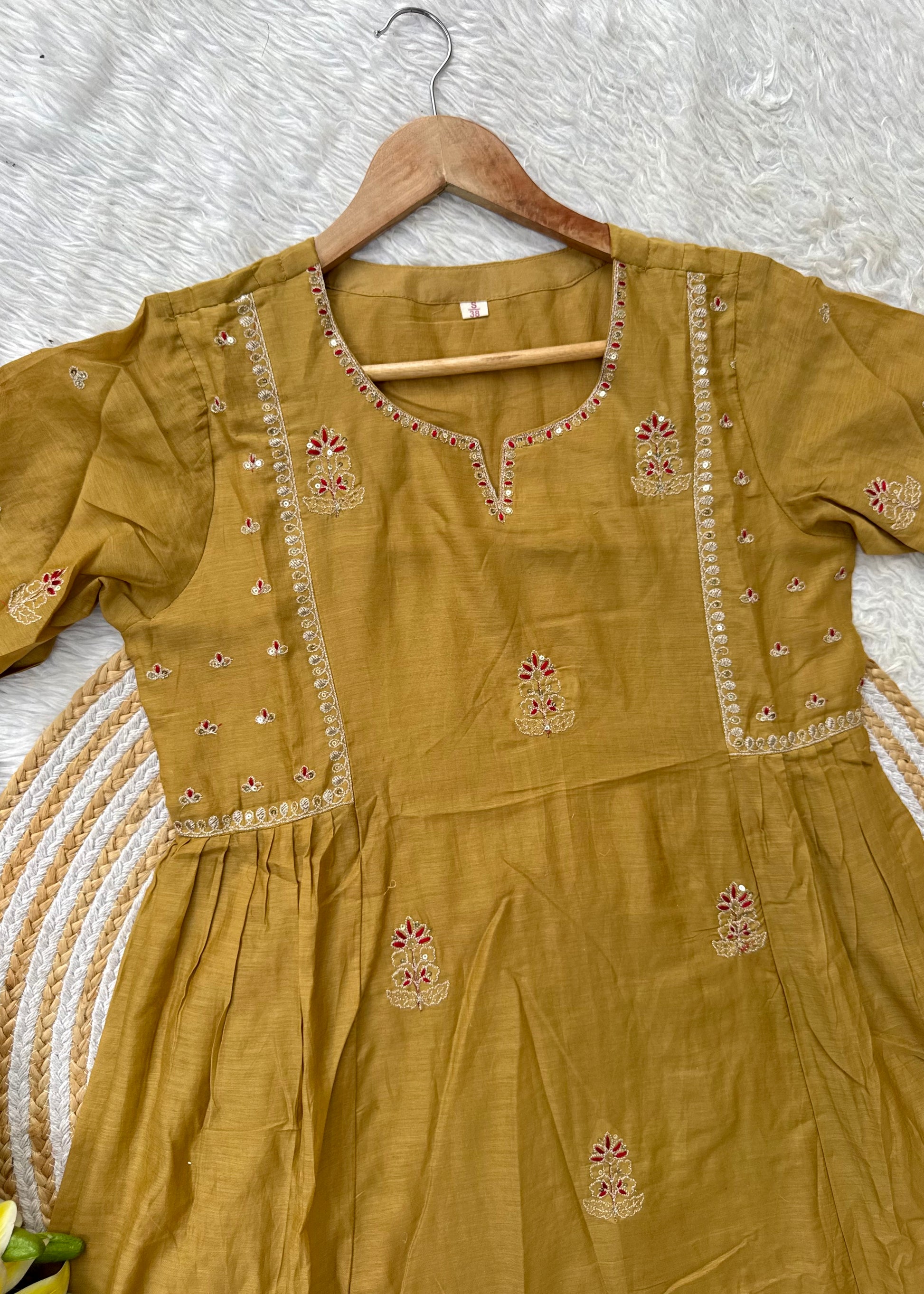 “FARA” Beautiful premium Mul Chanderi anarkali kurta set
