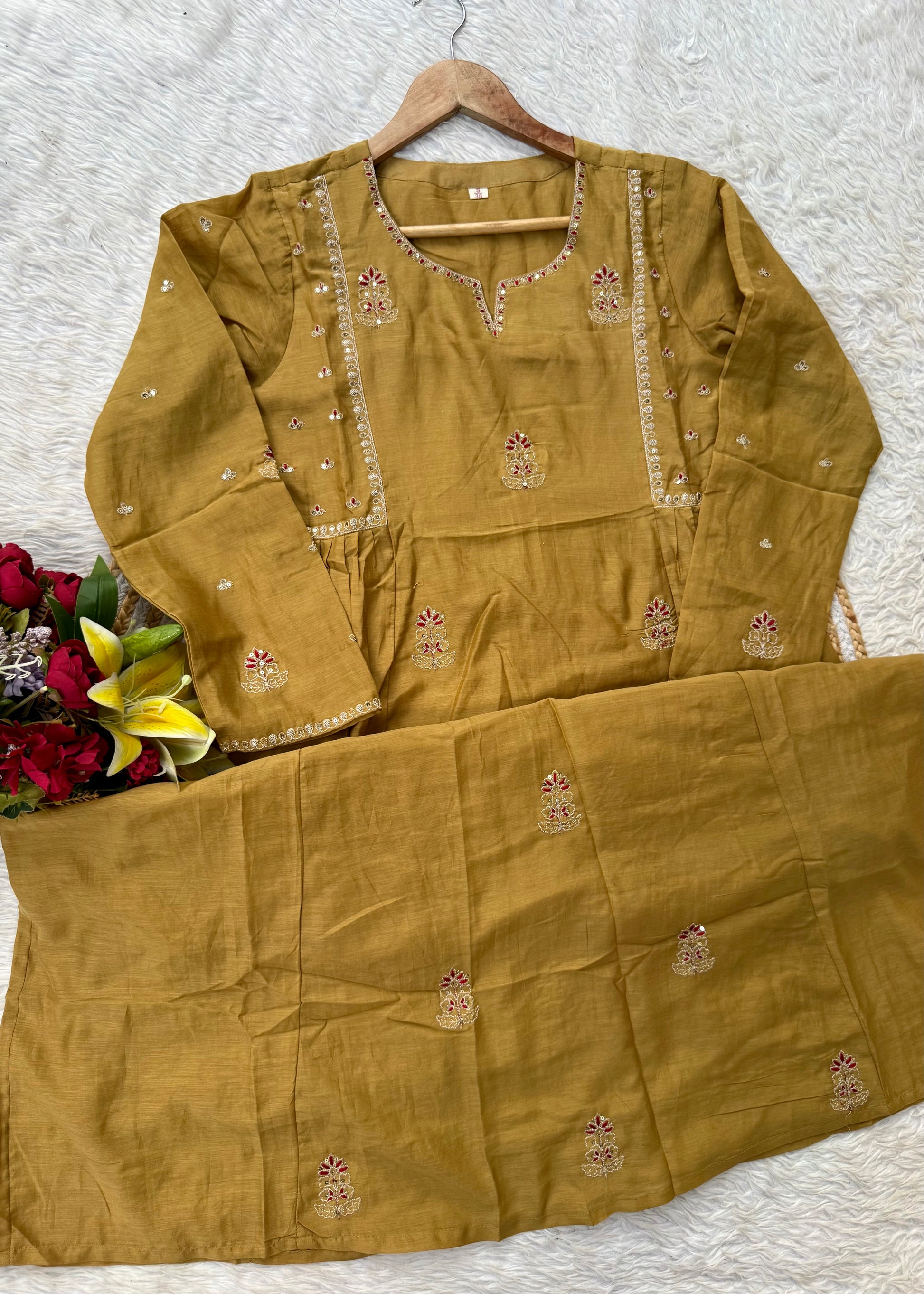 “FARA” Beautiful premium Mul Chanderi anarkali kurta set