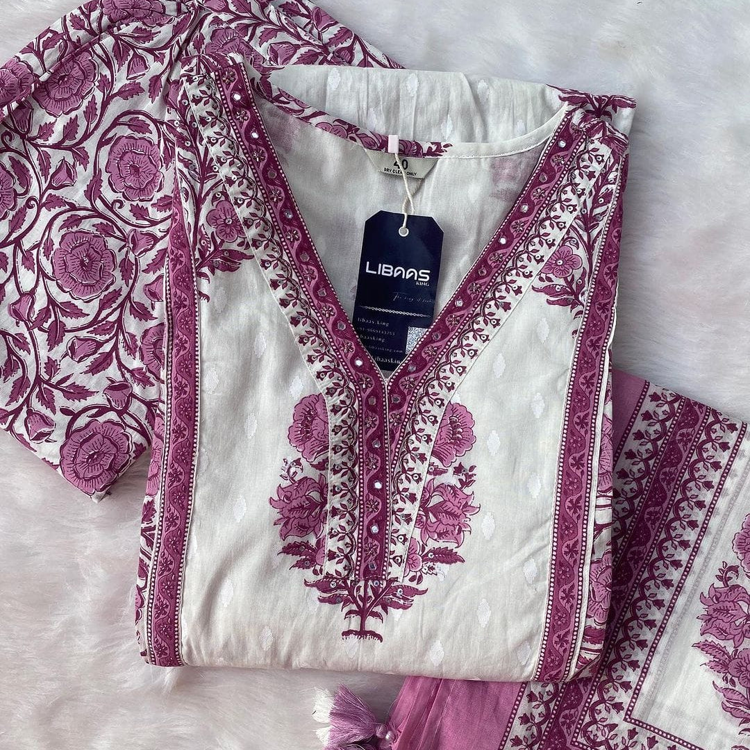 “Zazbat” Premium cotton anarkali kurta bottom with dupatta set