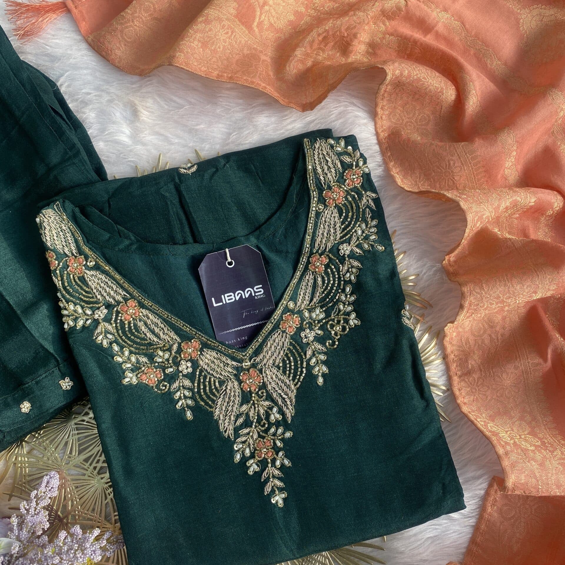 “Chirag” Handcrafted dola silk zardozi work set