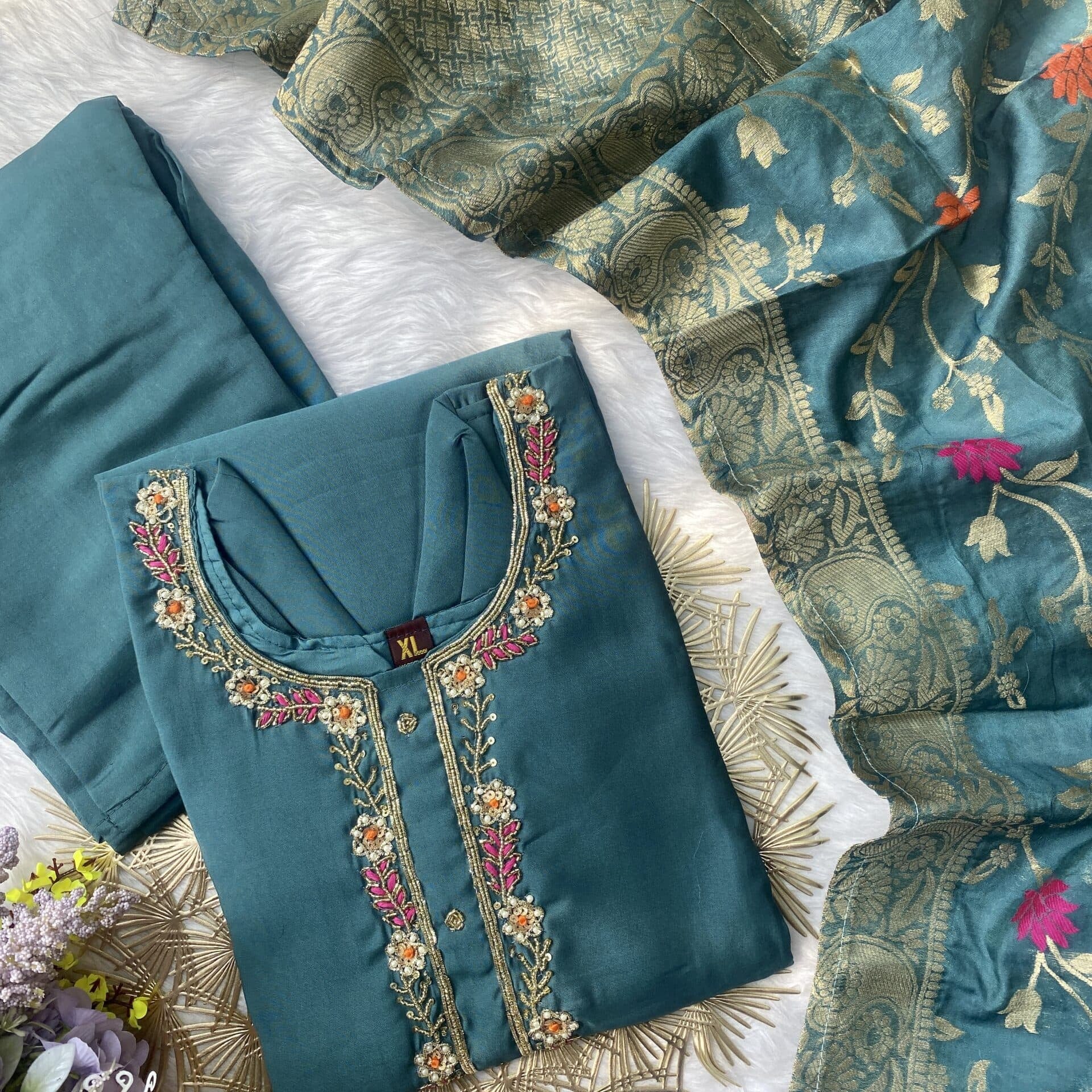 “Bahar” Affordable handcrafted kurta bottom with dupatta set