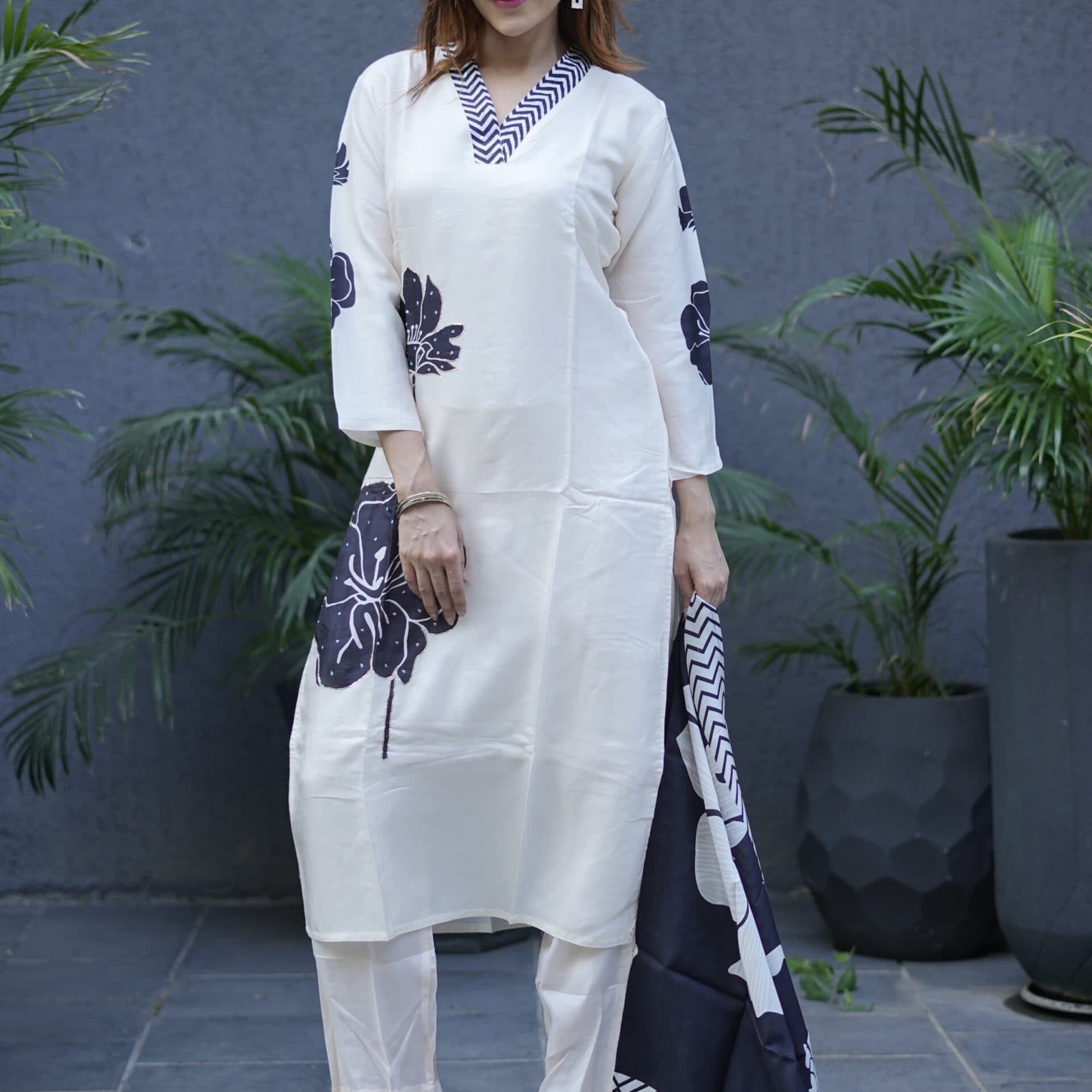 “Vaishali” Beautiful russian silk kurti bottom dupatta set