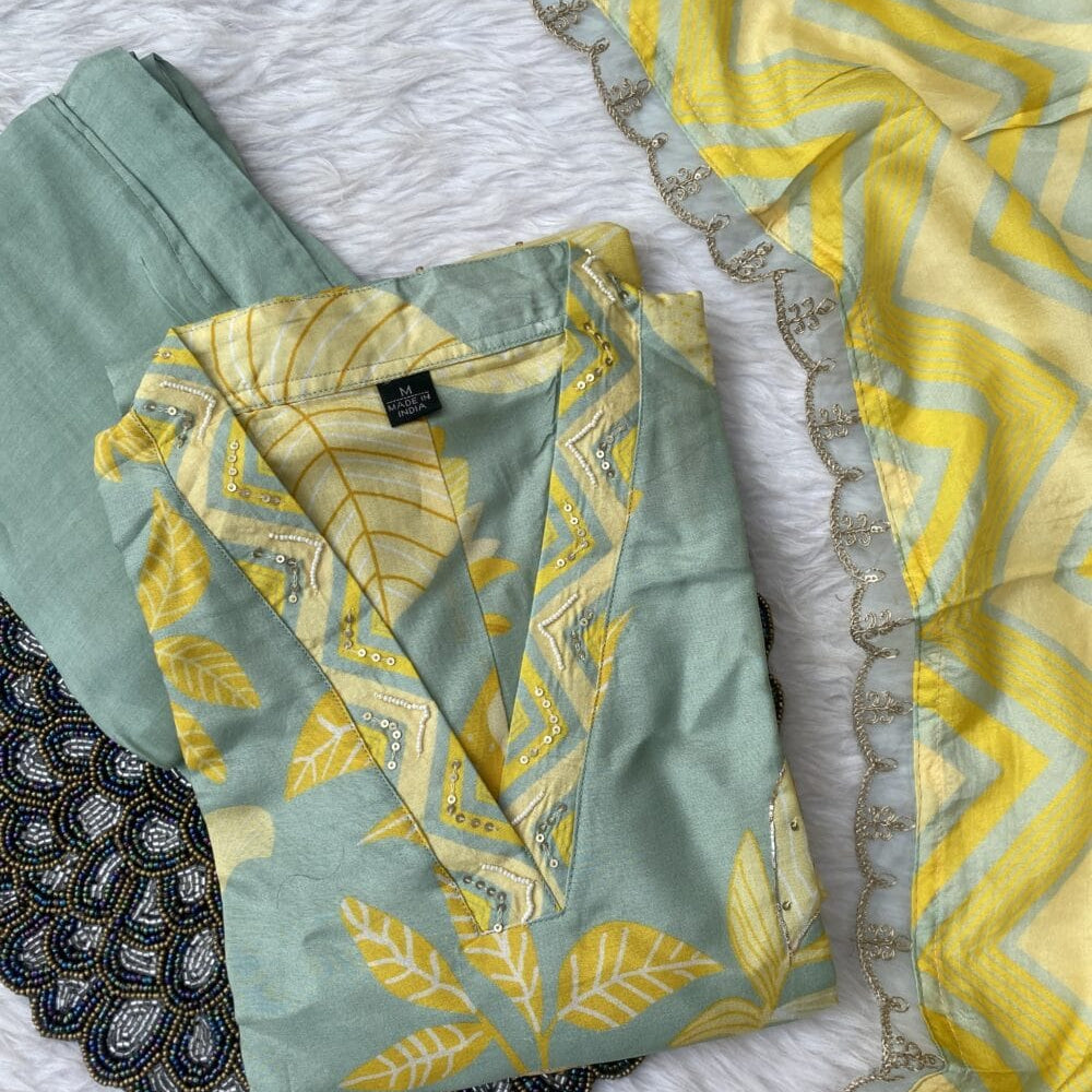 “Ragini” Russian silk kurti bottom dupatta set
