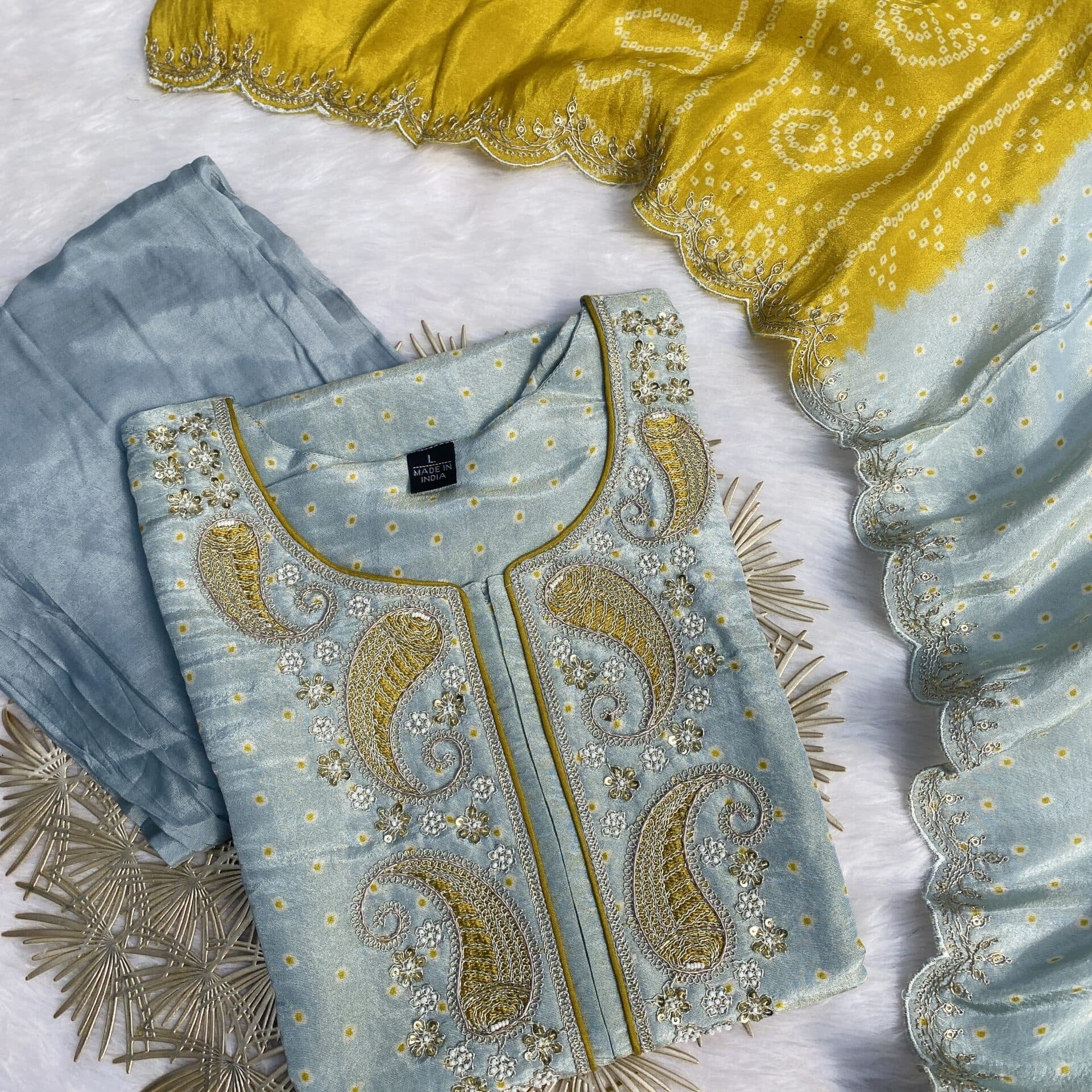 “Nagma” Premium Tissue silk kurti bottom dupatta set