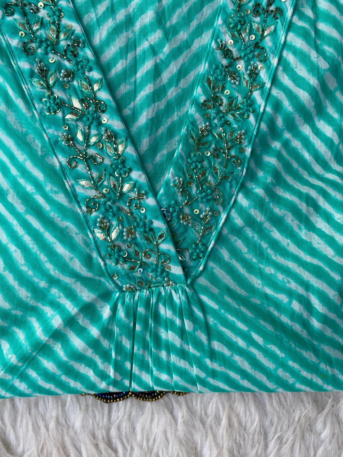 “Lihaaz” Bandani printed cotton kurti dupatta bottom set