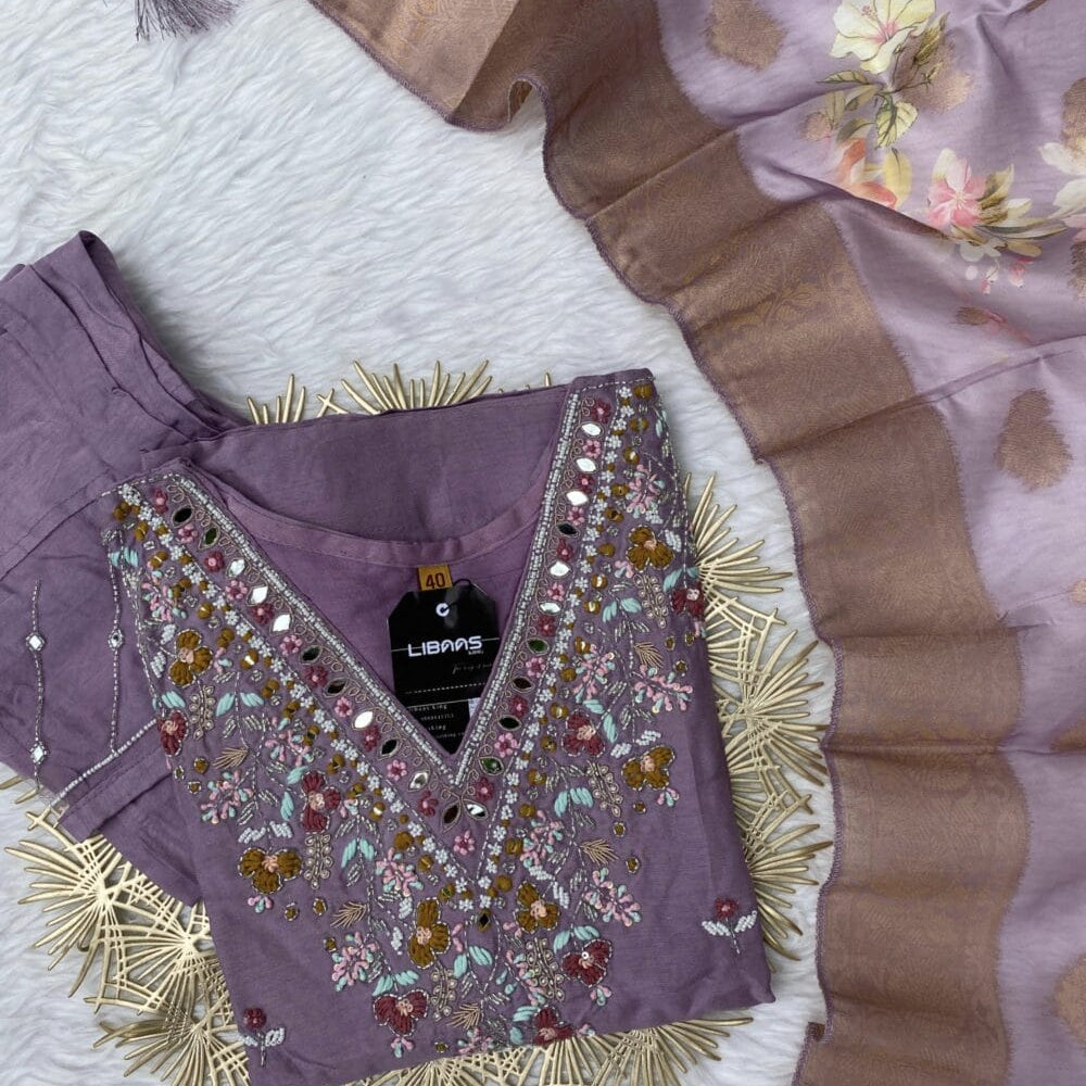 “Avni” Party wear dola silk kurti bottom with dupatta set