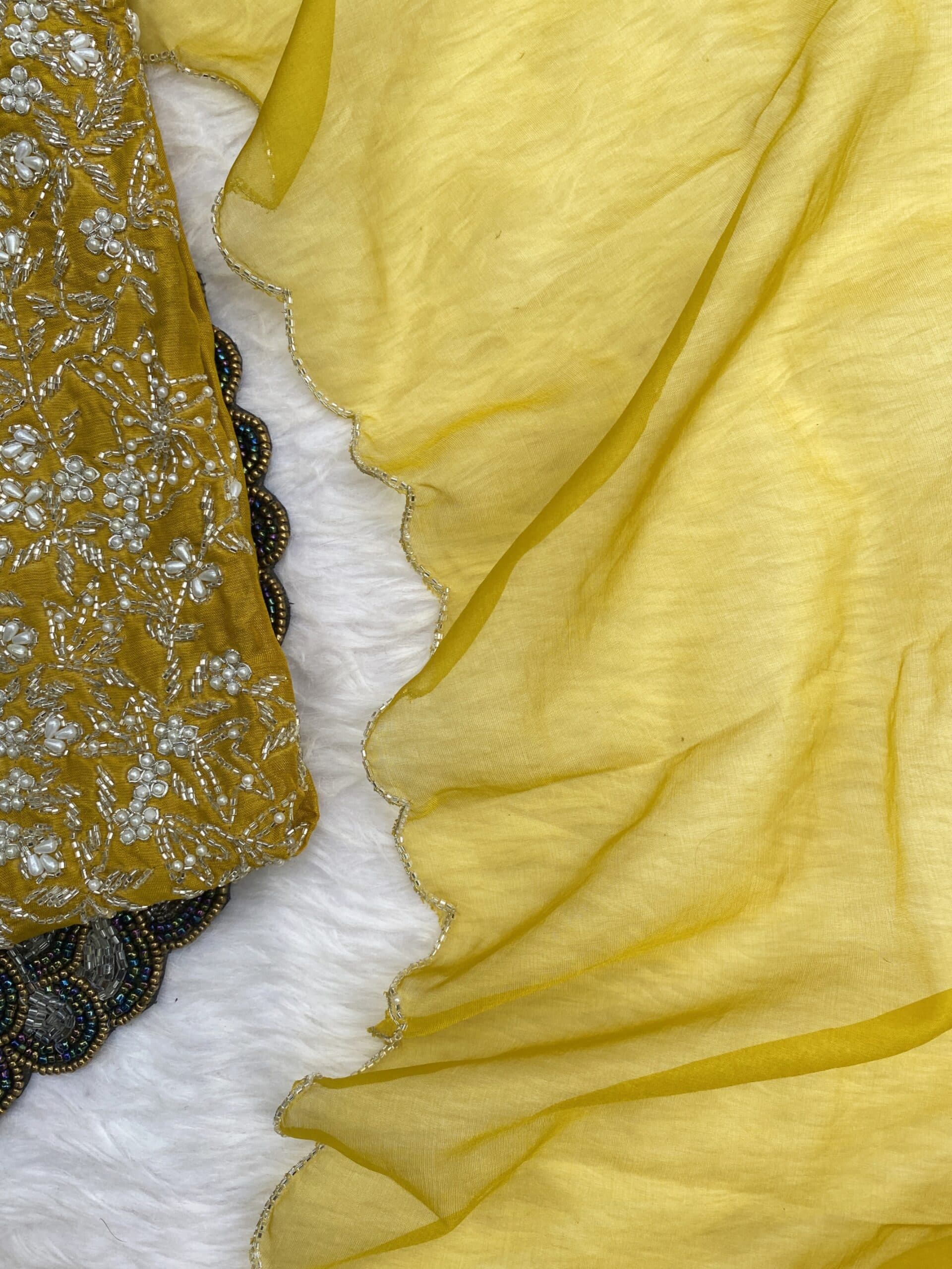 “Adab” Heavy Cutdana and pearl work dola silk set