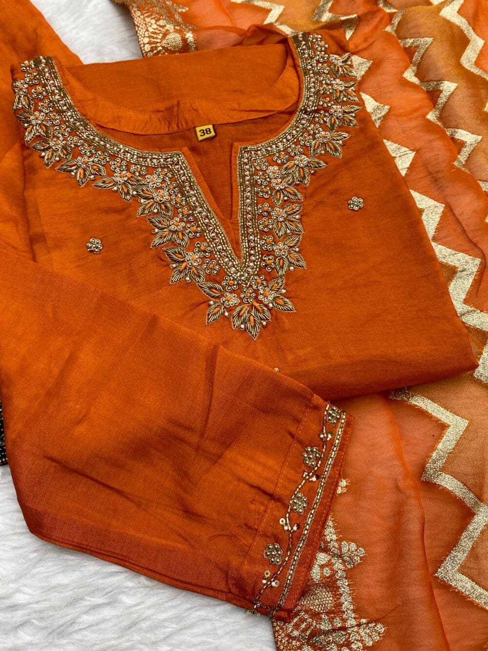 “Anika” Festive wear dola silk kurti bottom with dupatta set