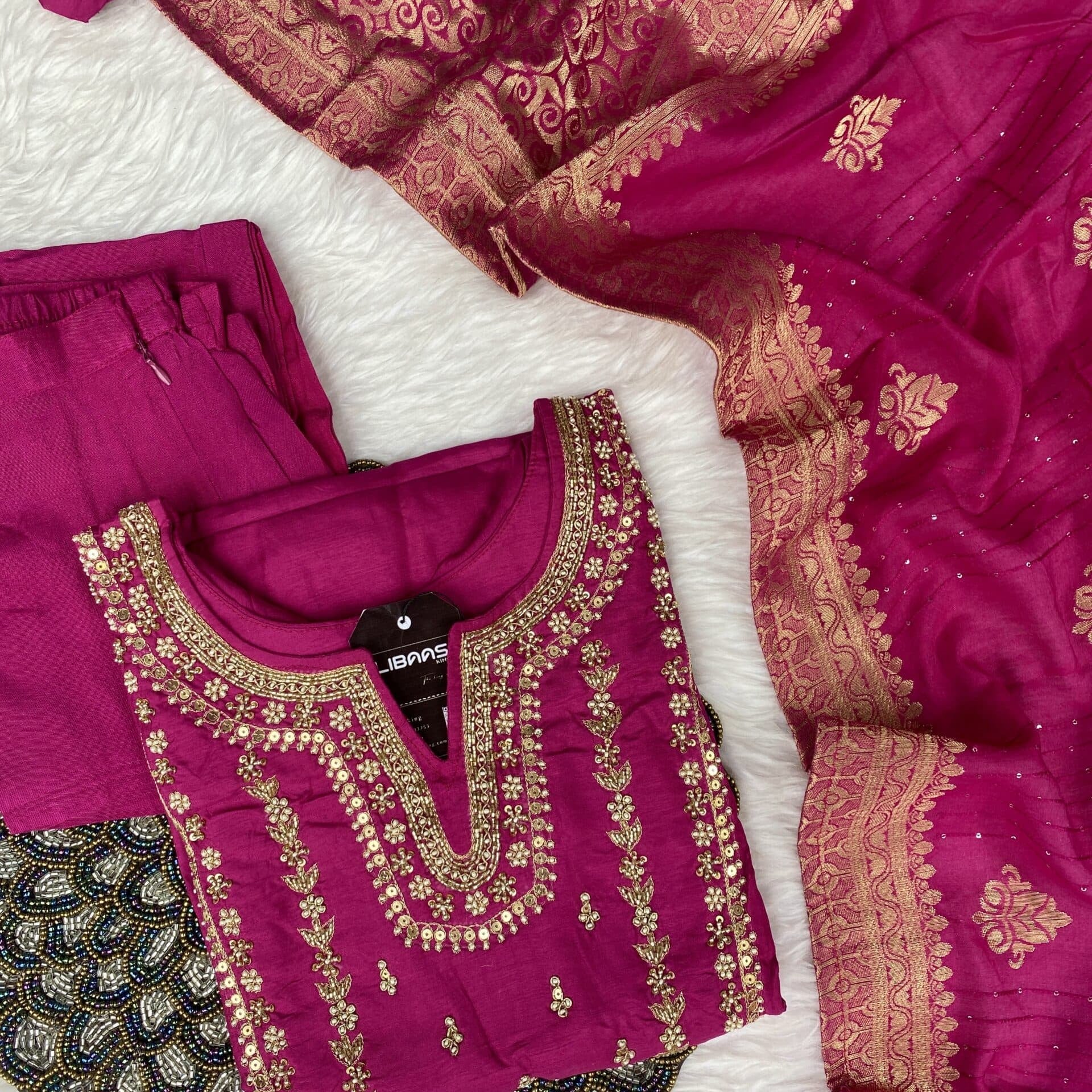 “Simar” Party wear premium dola silk kurti bottom with dupatta set