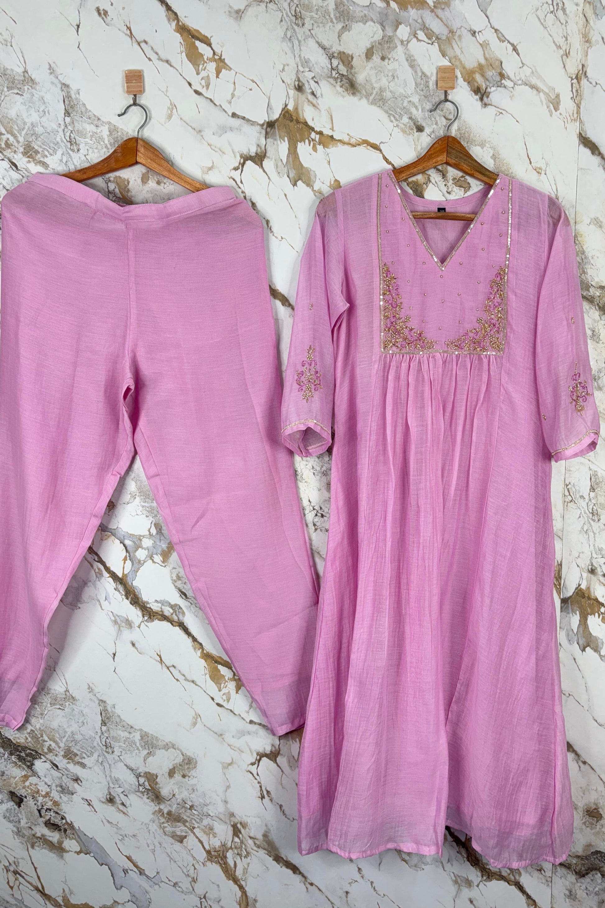 Gulnoor – Mul Chanderi A-Line Kurta Set with Dupatta