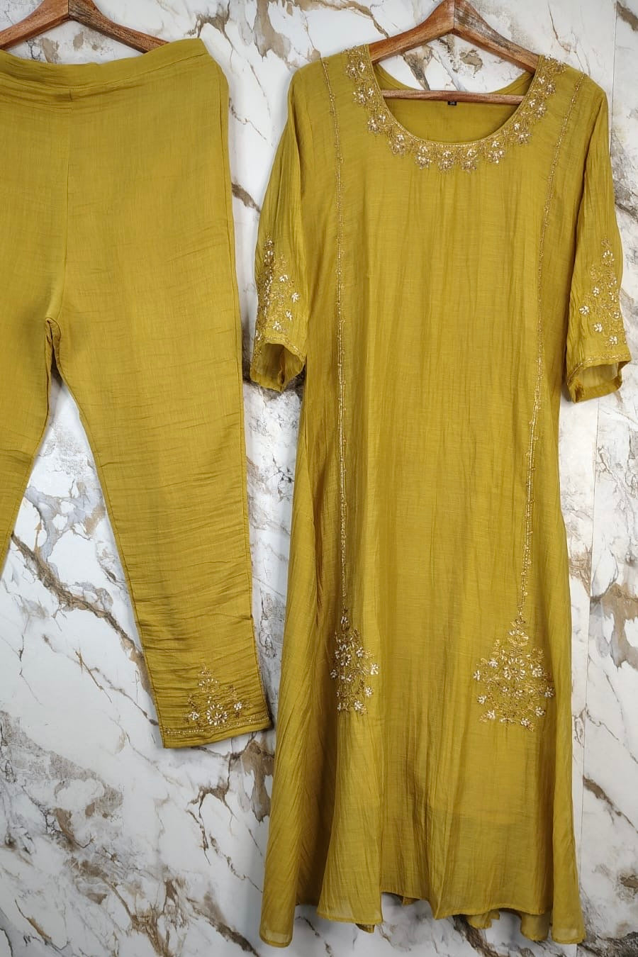 💕”Nayra – Premium Mul Chanderi A-Line Kurta Set