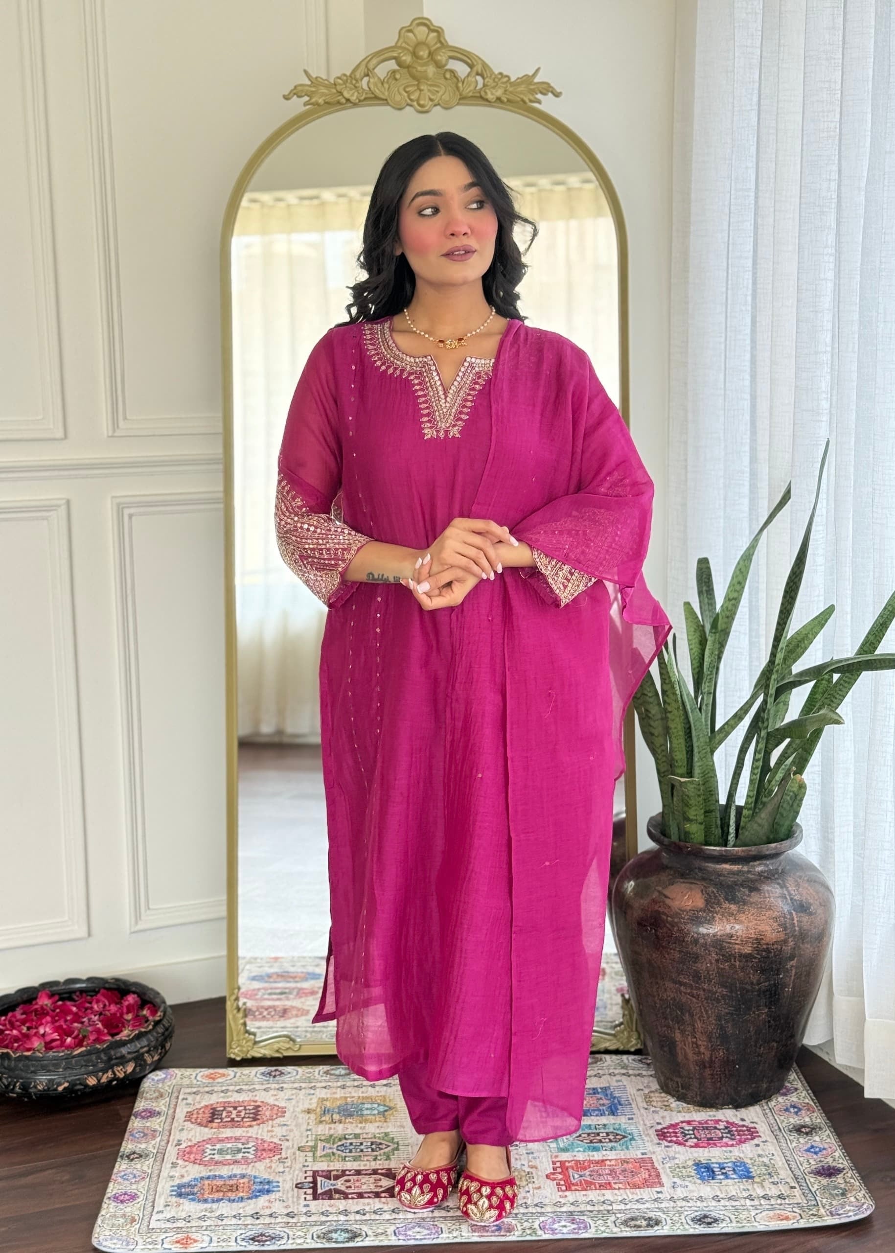 “KIARA” Premium Mul Chanderi Anarkali kurta set