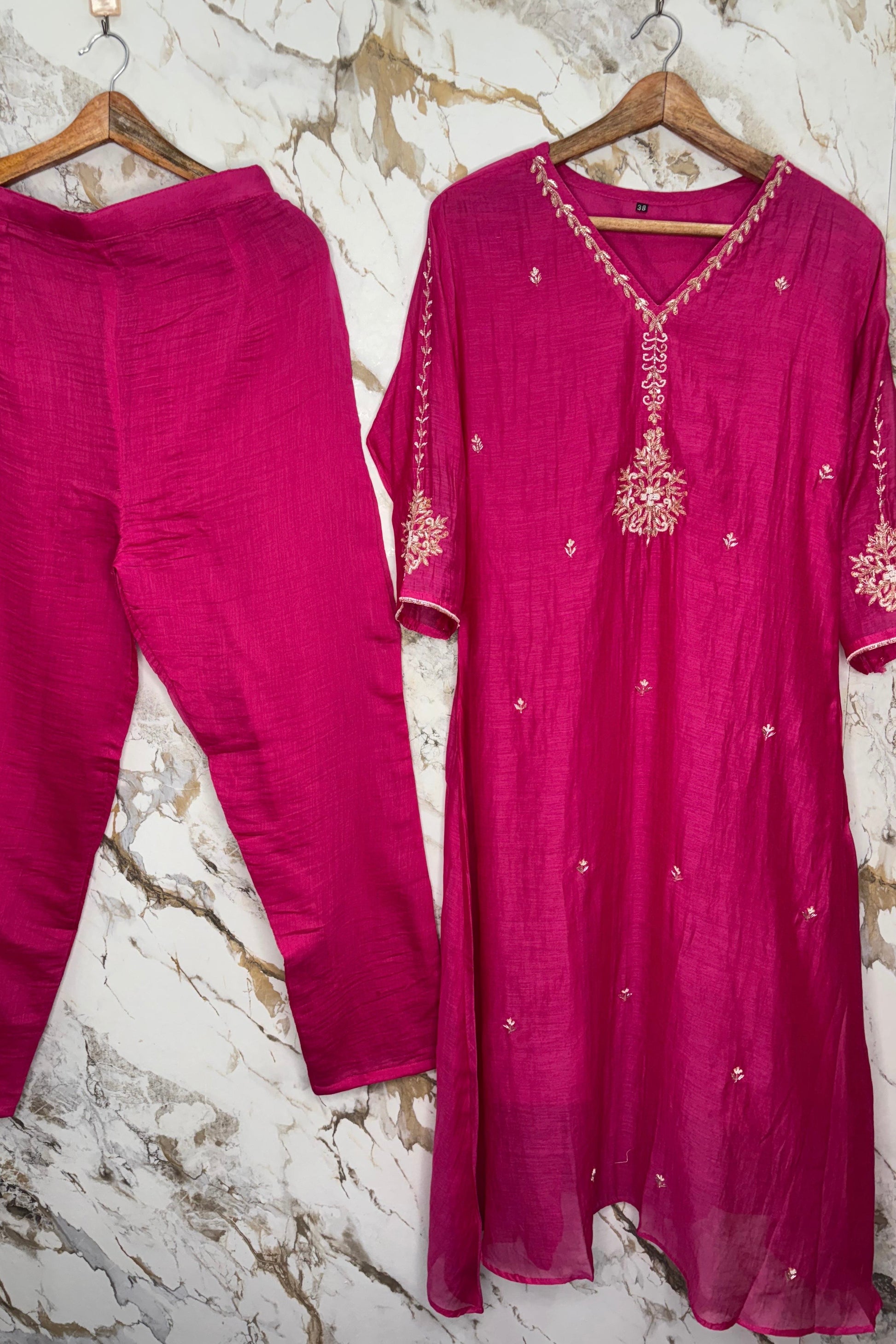 “HAYA” Premium Mul Chanderi A-Line Kurta with Bottom & Dupatta