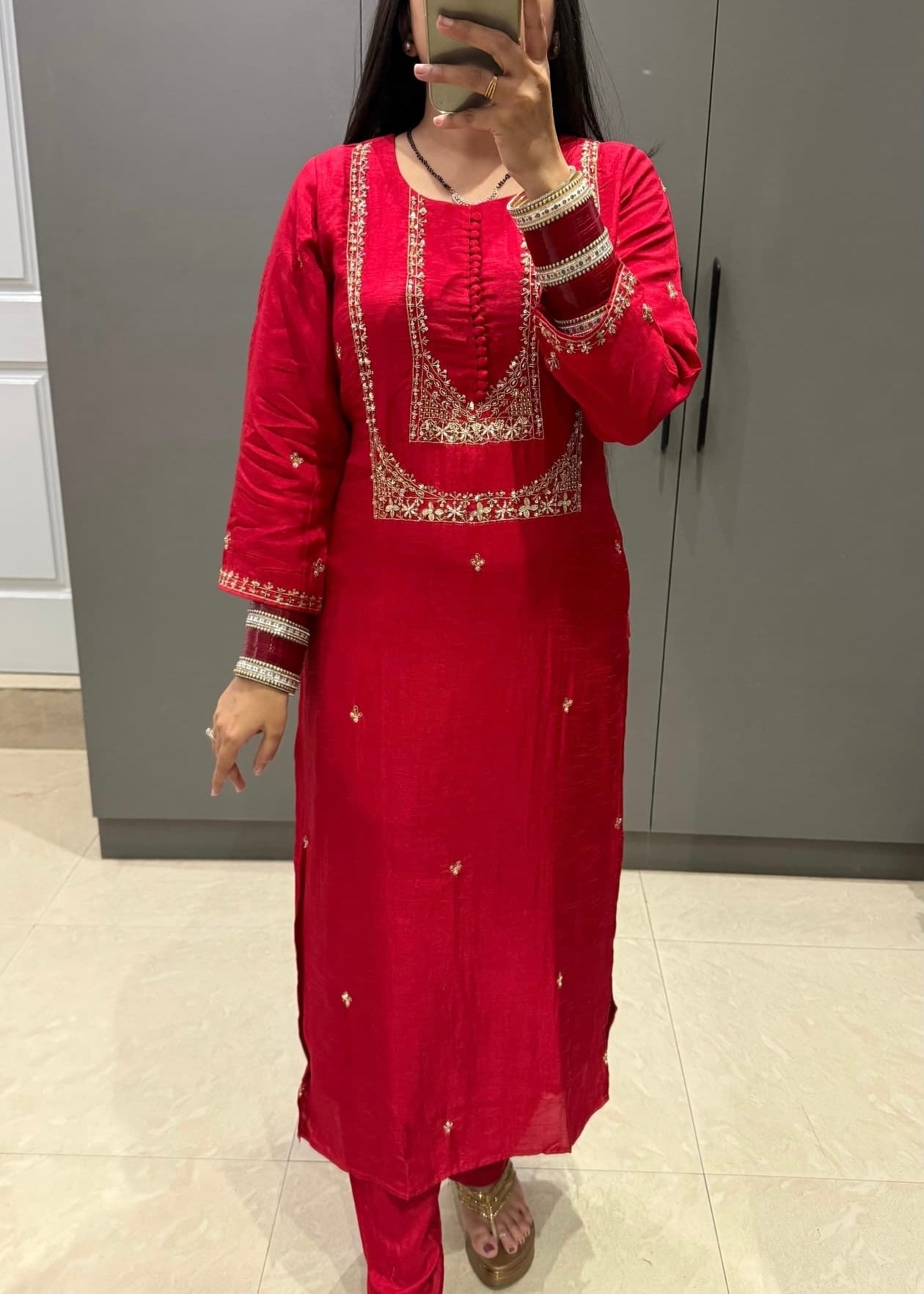 “Hiya” Premium range Dola Silk handwork Kurta Set