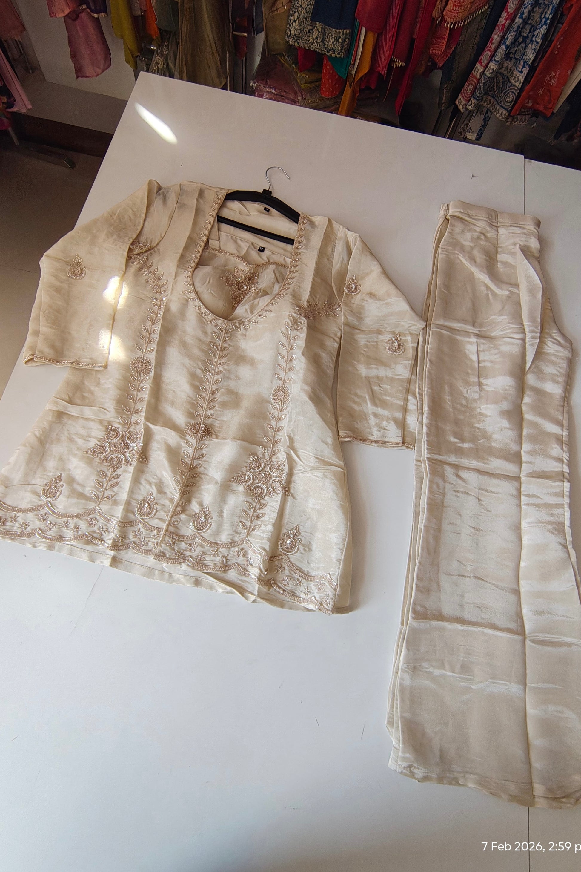 Zarah - Shimmer Tissue Short Kurta Bottom set