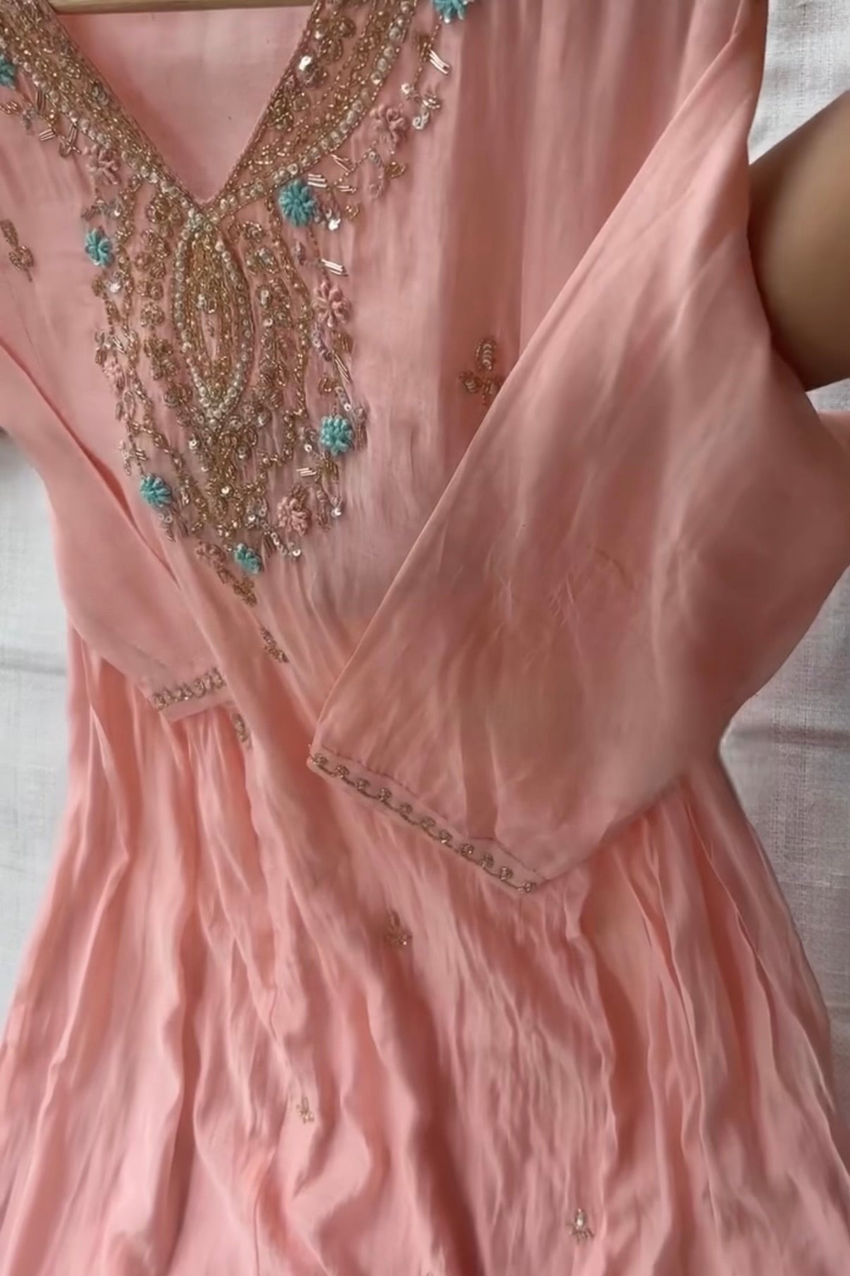 “Ziva” Pure Mul-Chanderi Party wear A Line suit set