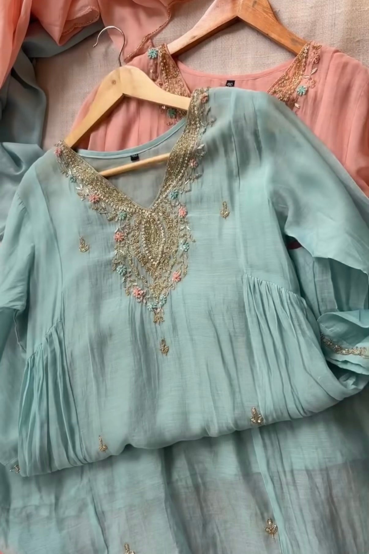 “Ziva” Pure Mul-Chanderi Party wear A Line suit set