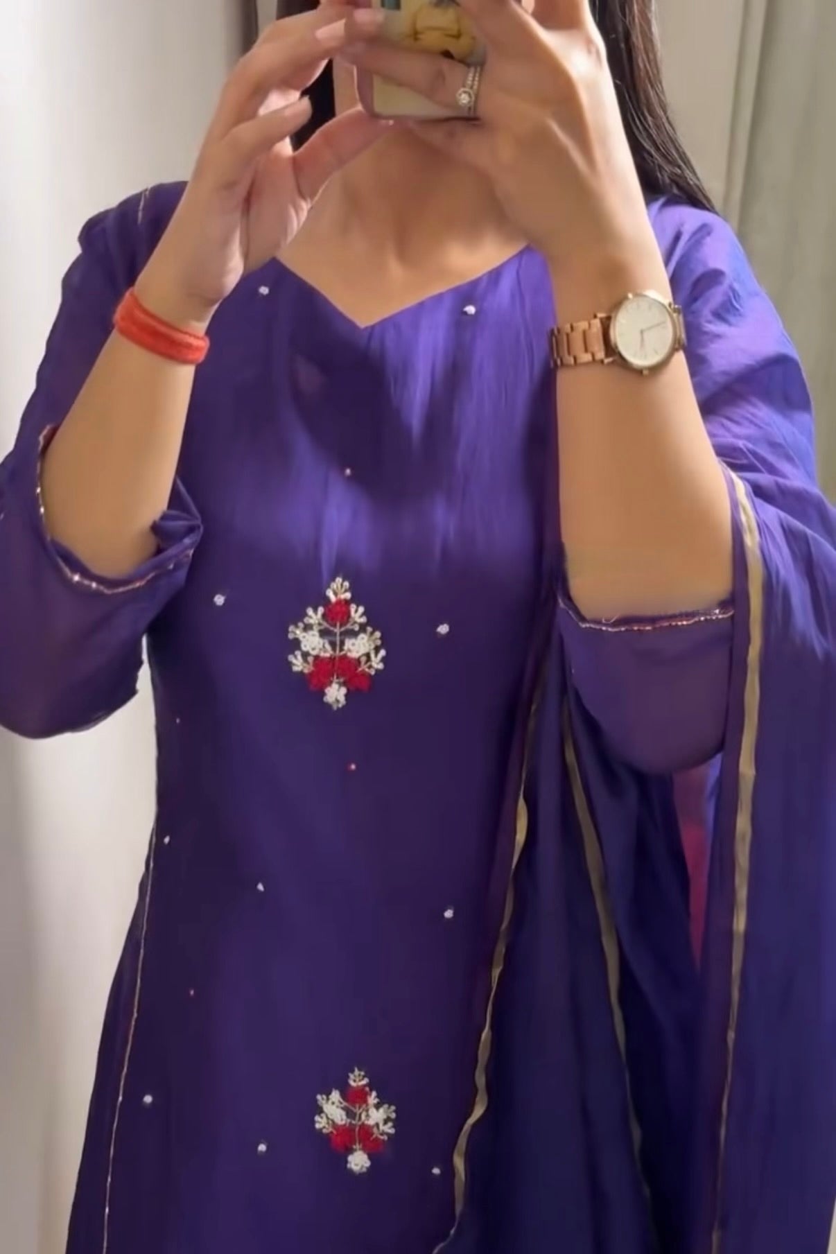 “Myra” Purple Mul Chanderi A-Line Anarkali Kurta set