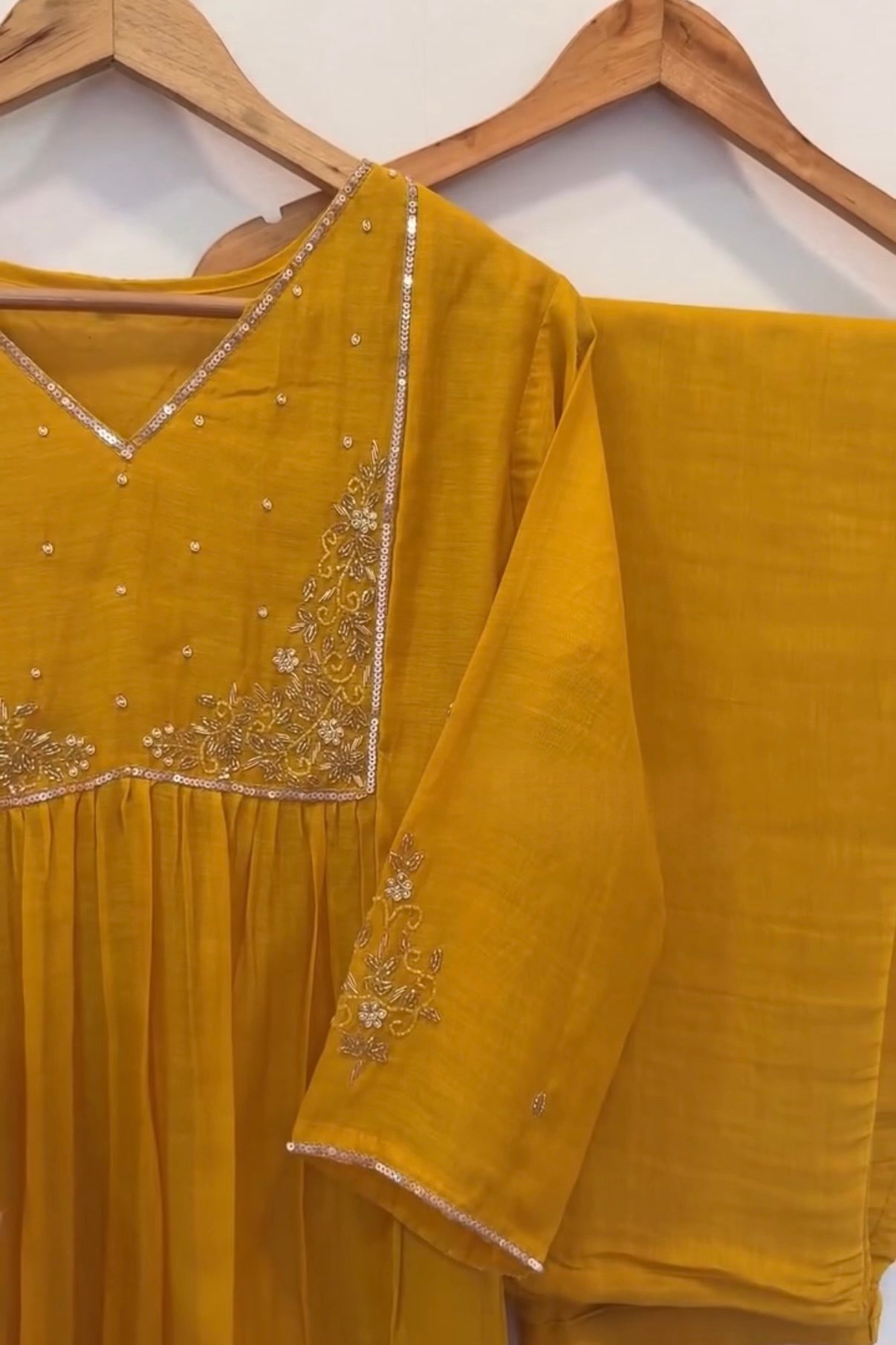 Gulnoor – Mul Chanderi A-Line Kurta Set with Dupatta