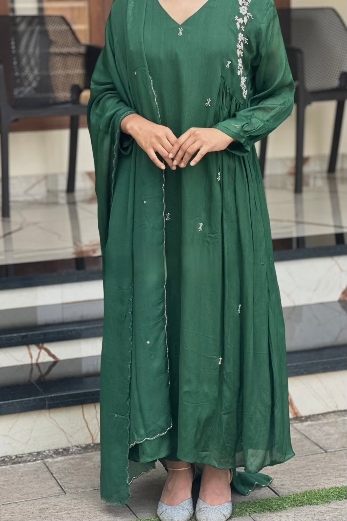 “Zayna” Premium Chinnon anarkali kurta set