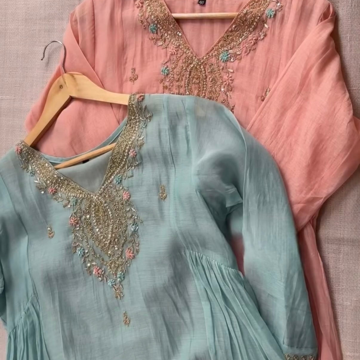 “Ziva” Pure Mul-Chanderi Party wear A Line suit set